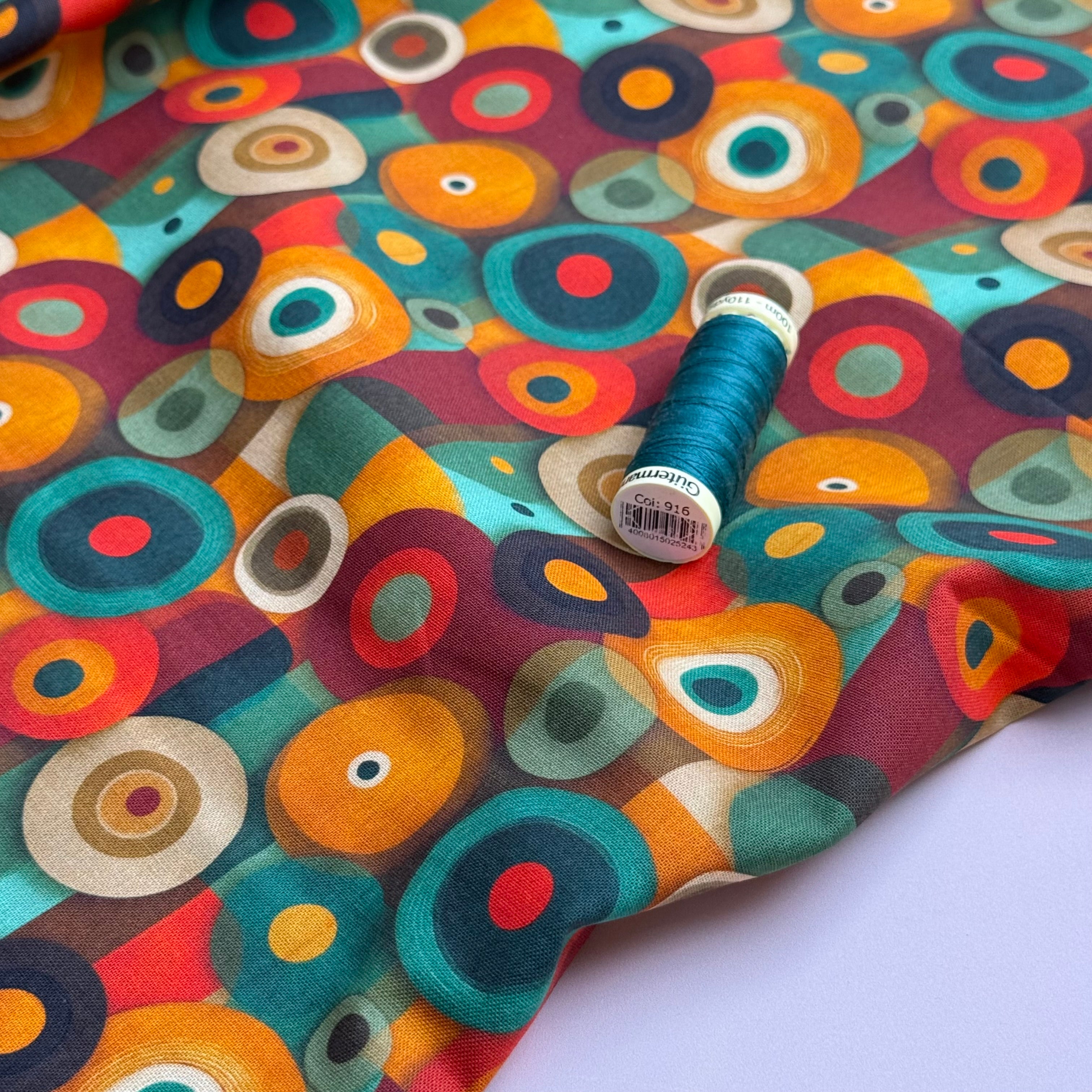 Bauhaus Circles Soft Cotton Poplin Fabric