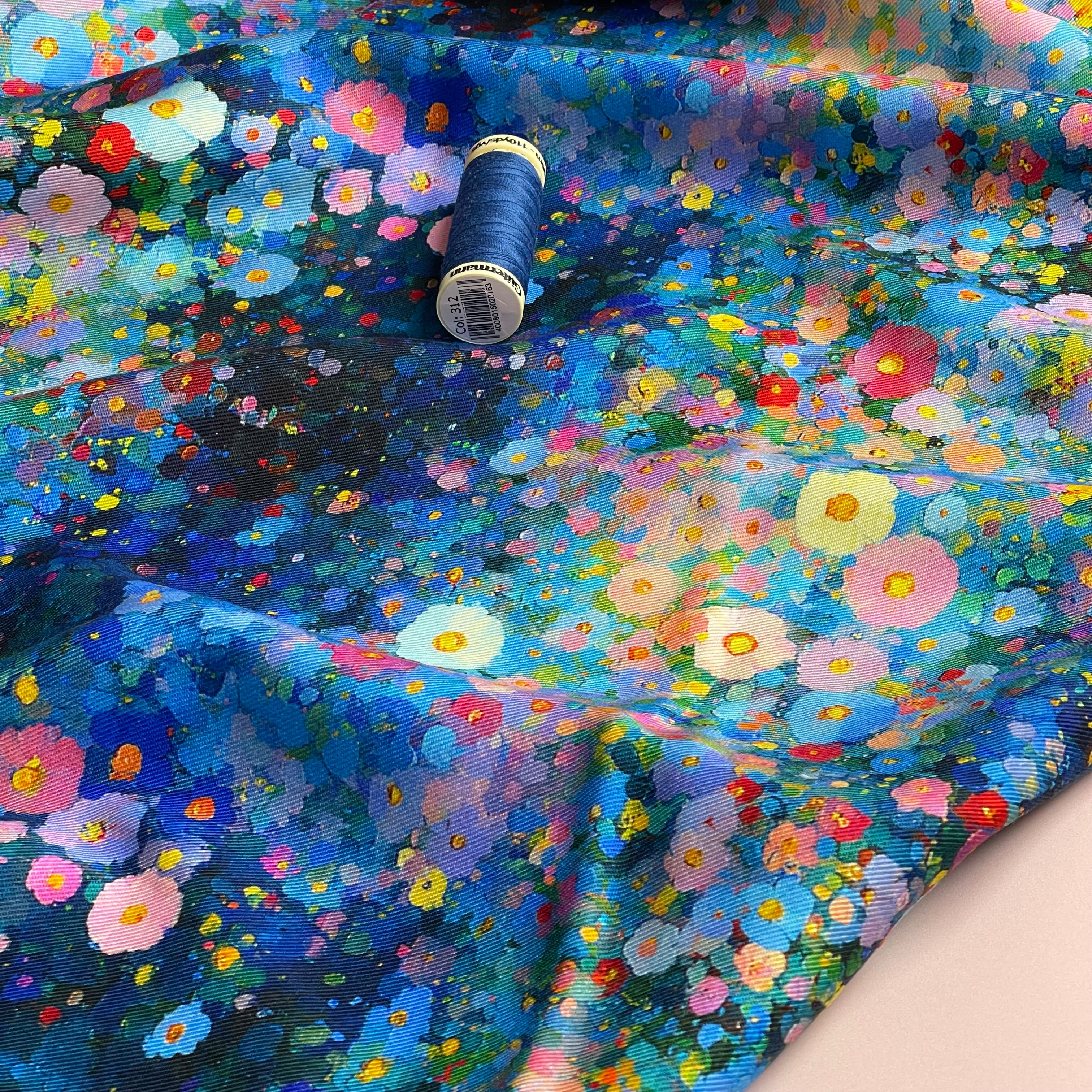 Cosmos Garden Viscose Lyocell Fabric
