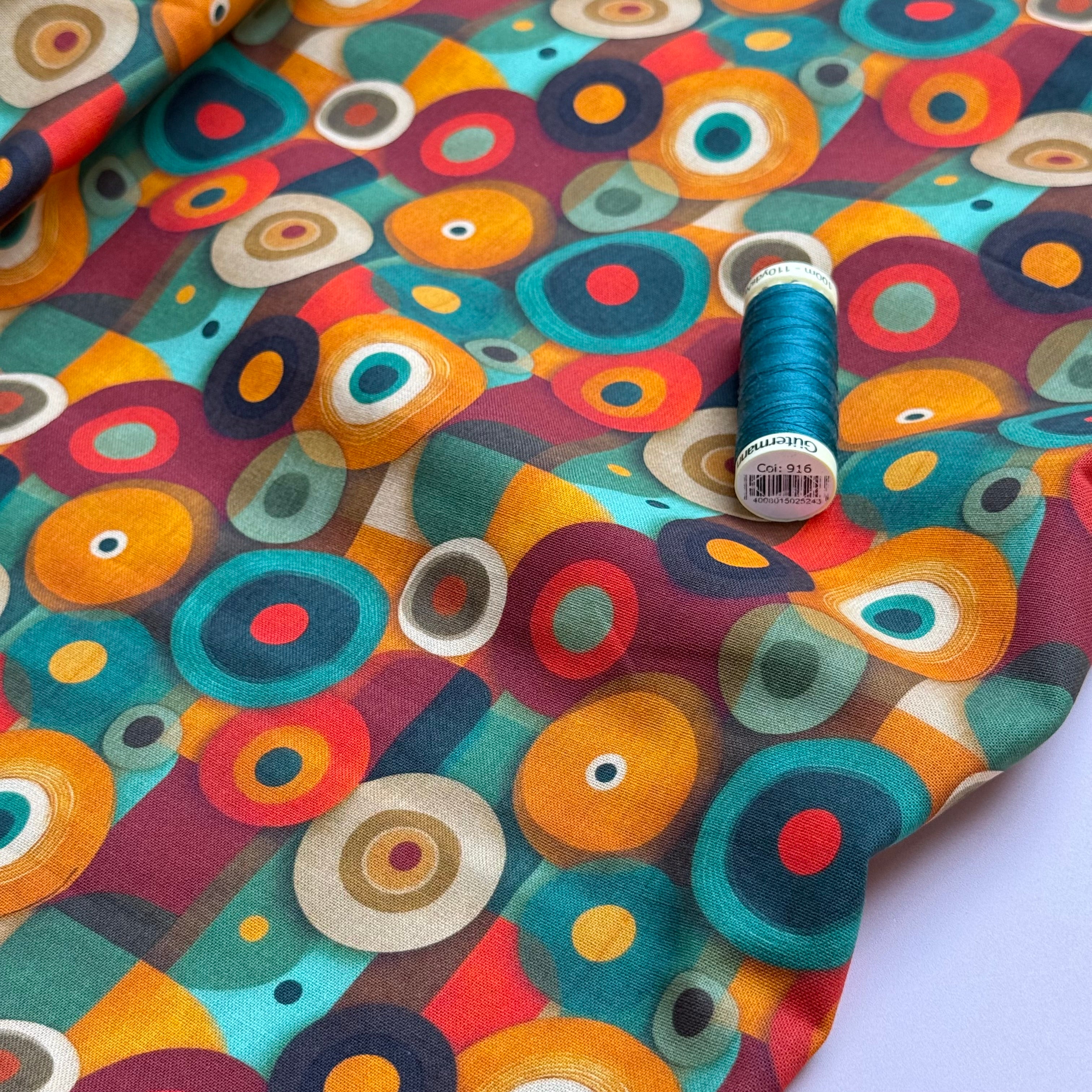 Bauhaus Circles Soft Cotton Poplin Fabric
