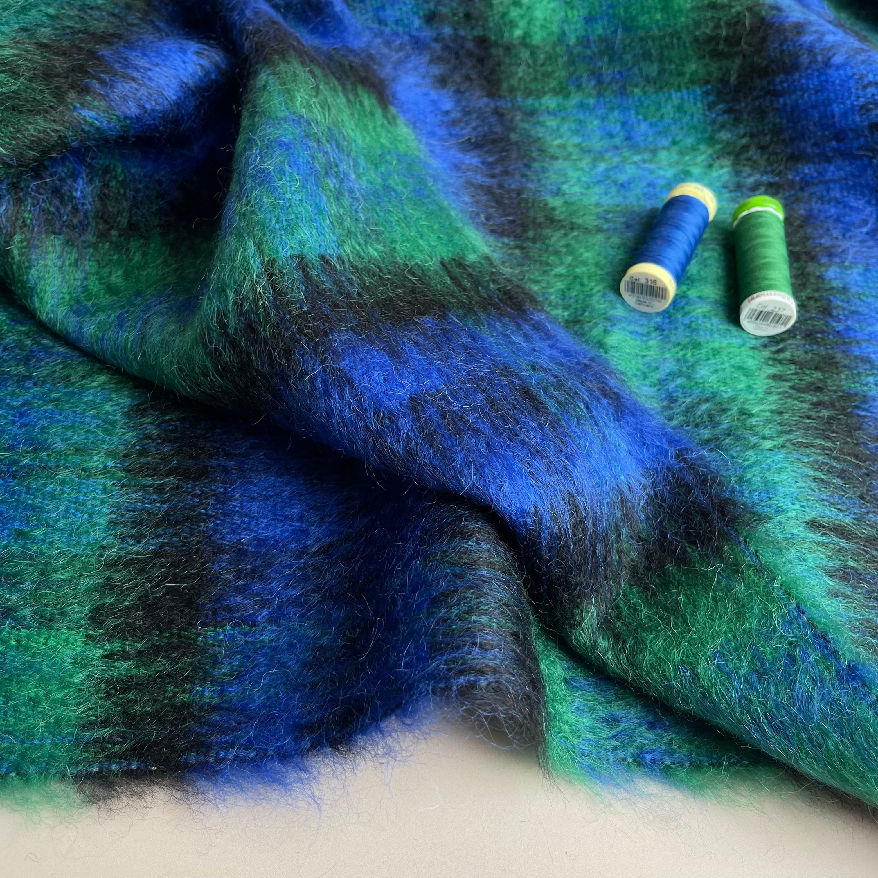 Deadstock Wool Mohair Check Coating