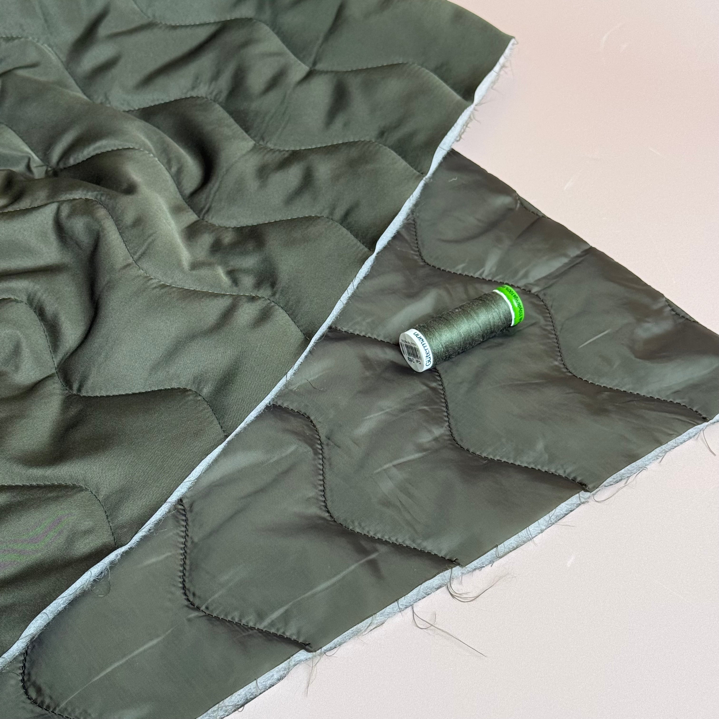 Zigzag Khaki Quilted Puffer Fabric
