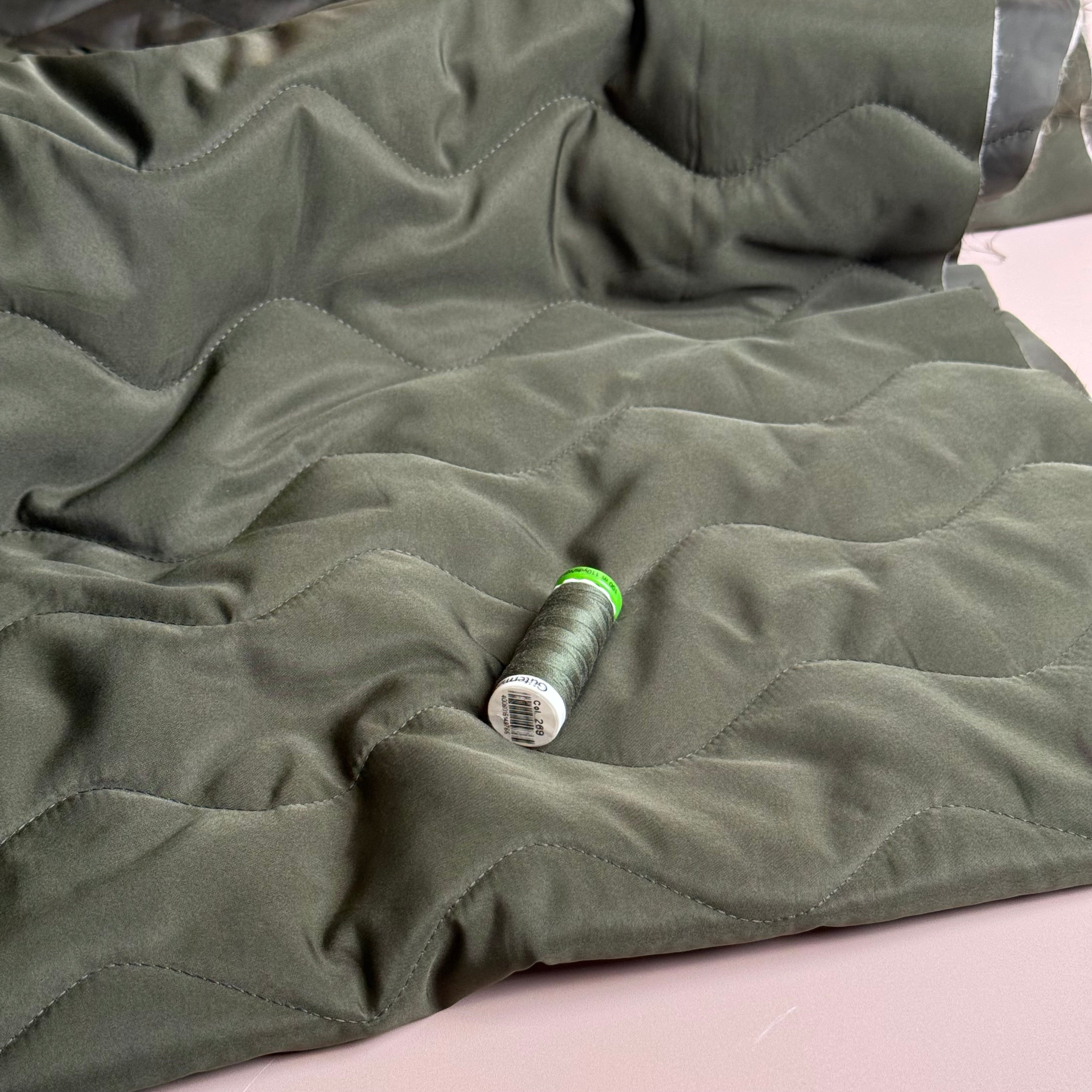 Zigzag Khaki Quilted Puffer Fabric