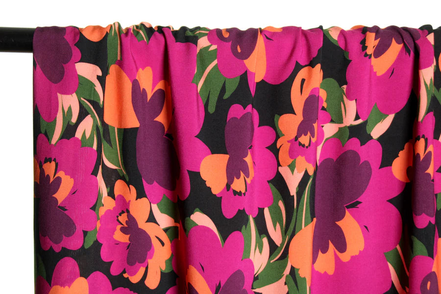 Atelier Jupe - Fuchsia Flower Viscose Fabric