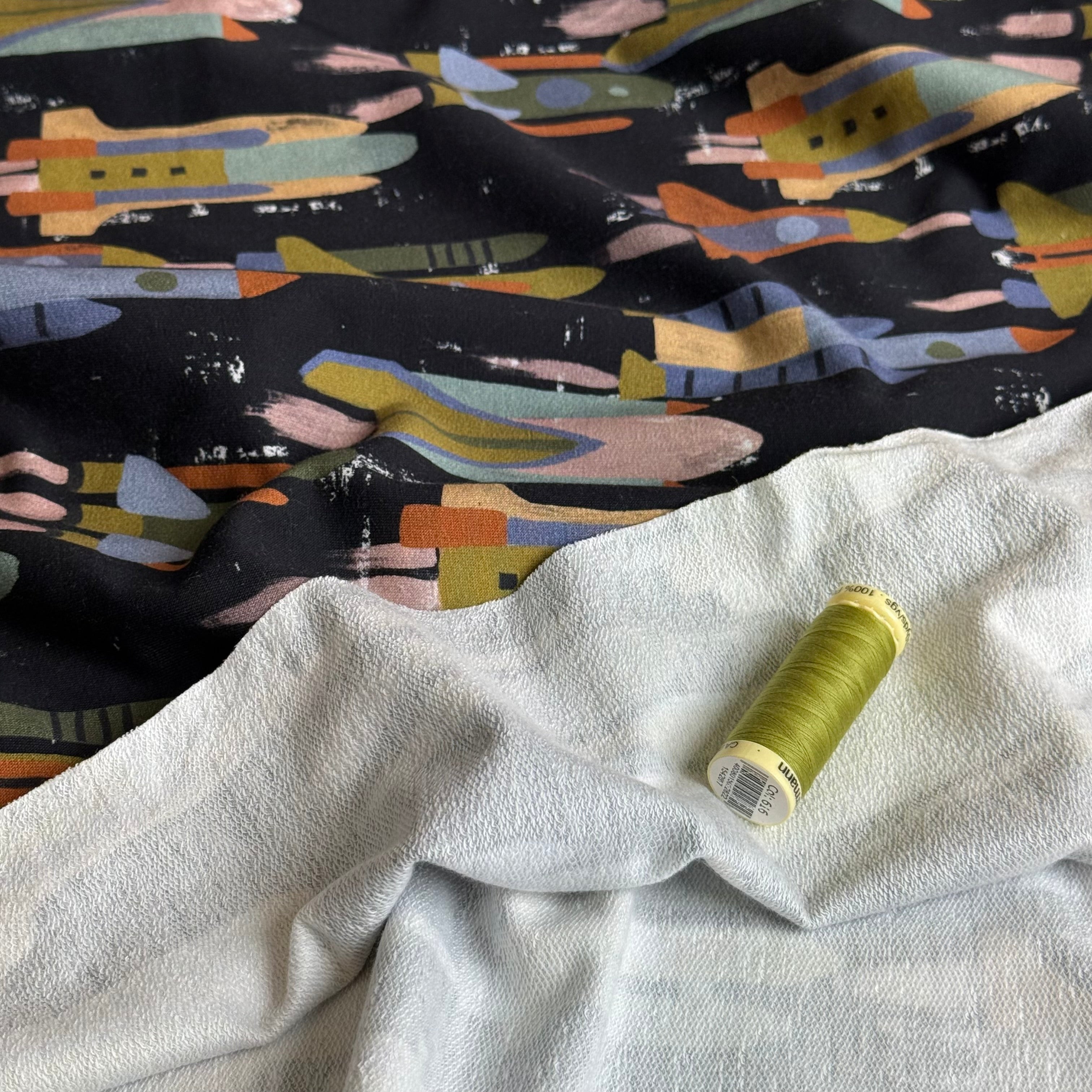 Rocket Ships Cotton French Terry