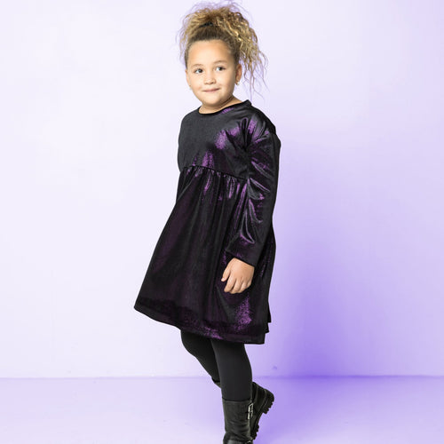 Sparkle Purple Velour / Velvet Fabric with Foil