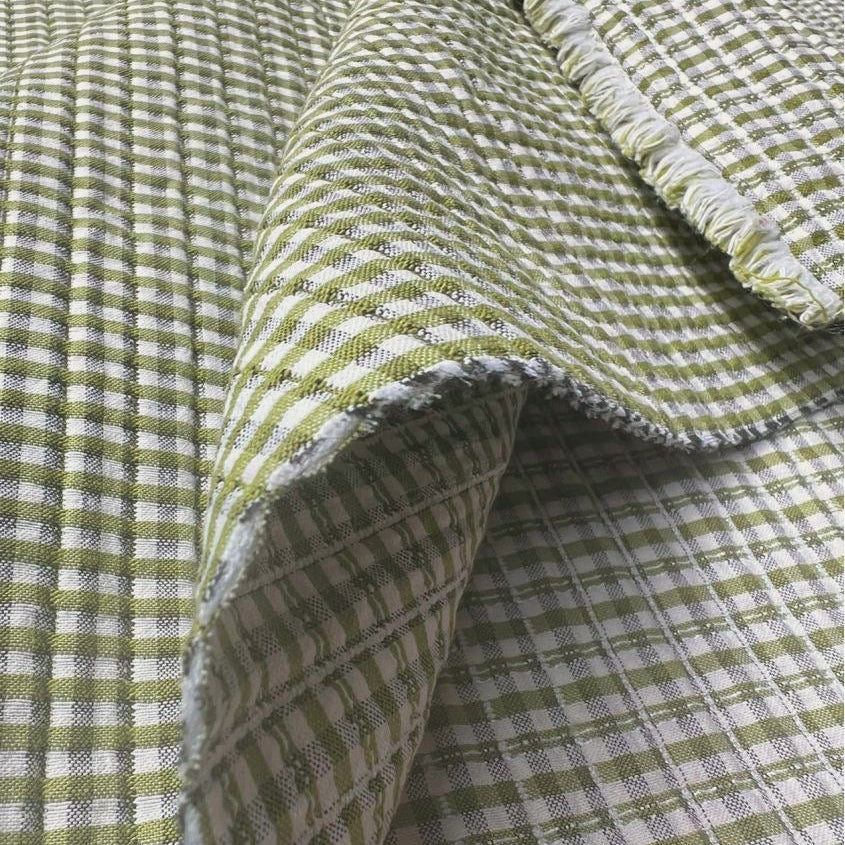 Sewing Kit - Biquette Reversible Vest in Quilted Kiwi Gingham Jacquard Fabric