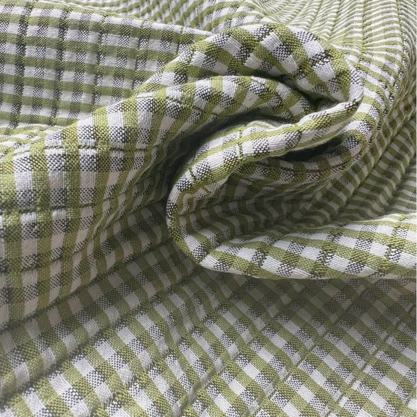 Sewing Kit - Biquette Reversible Vest in Quilted Kiwi Gingham Jacquard Fabric