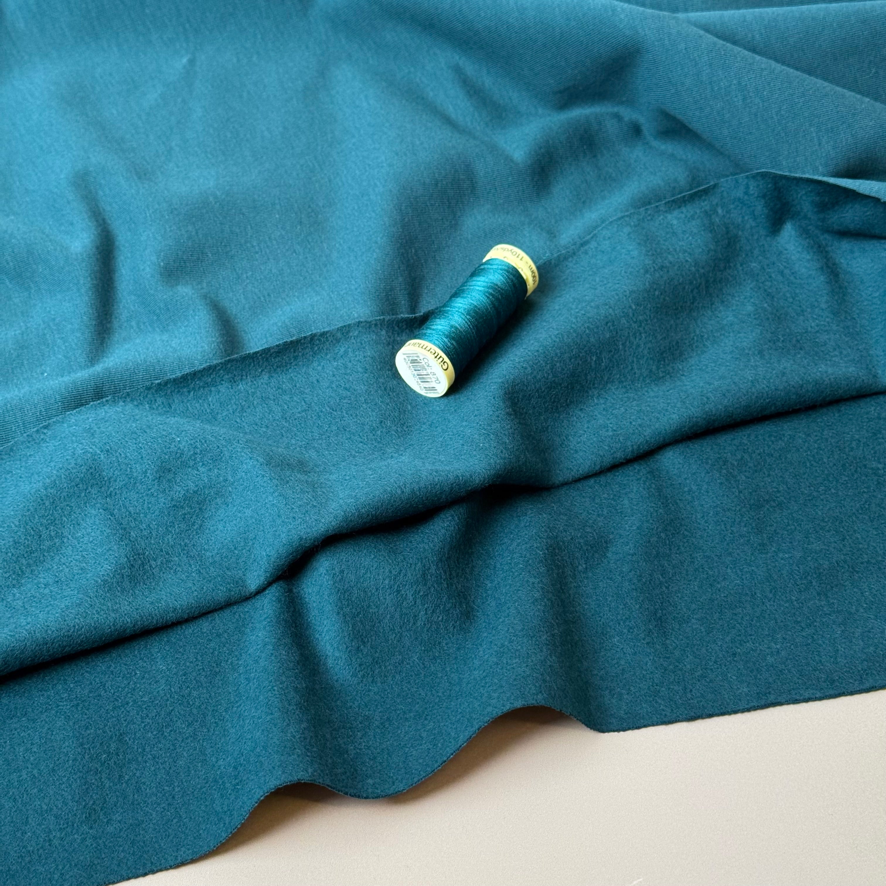 Brushed Cotton Sweat-shirting in Teal