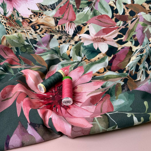 REMNANT 0.32 Metre - Danish Design - Cheetah in the Garden Cotton Jersey