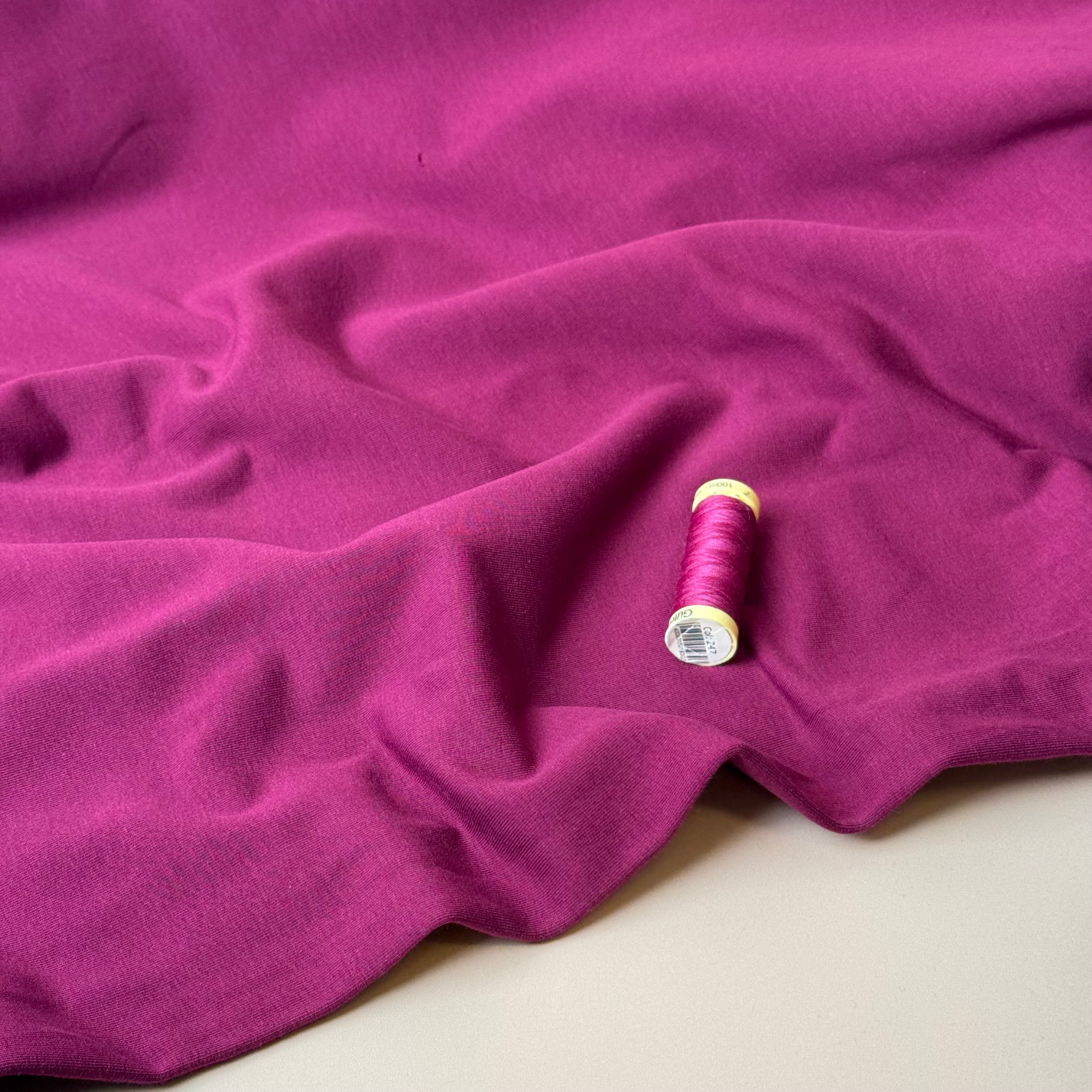 Brushed Cotton Sweat-shirting in Magenta