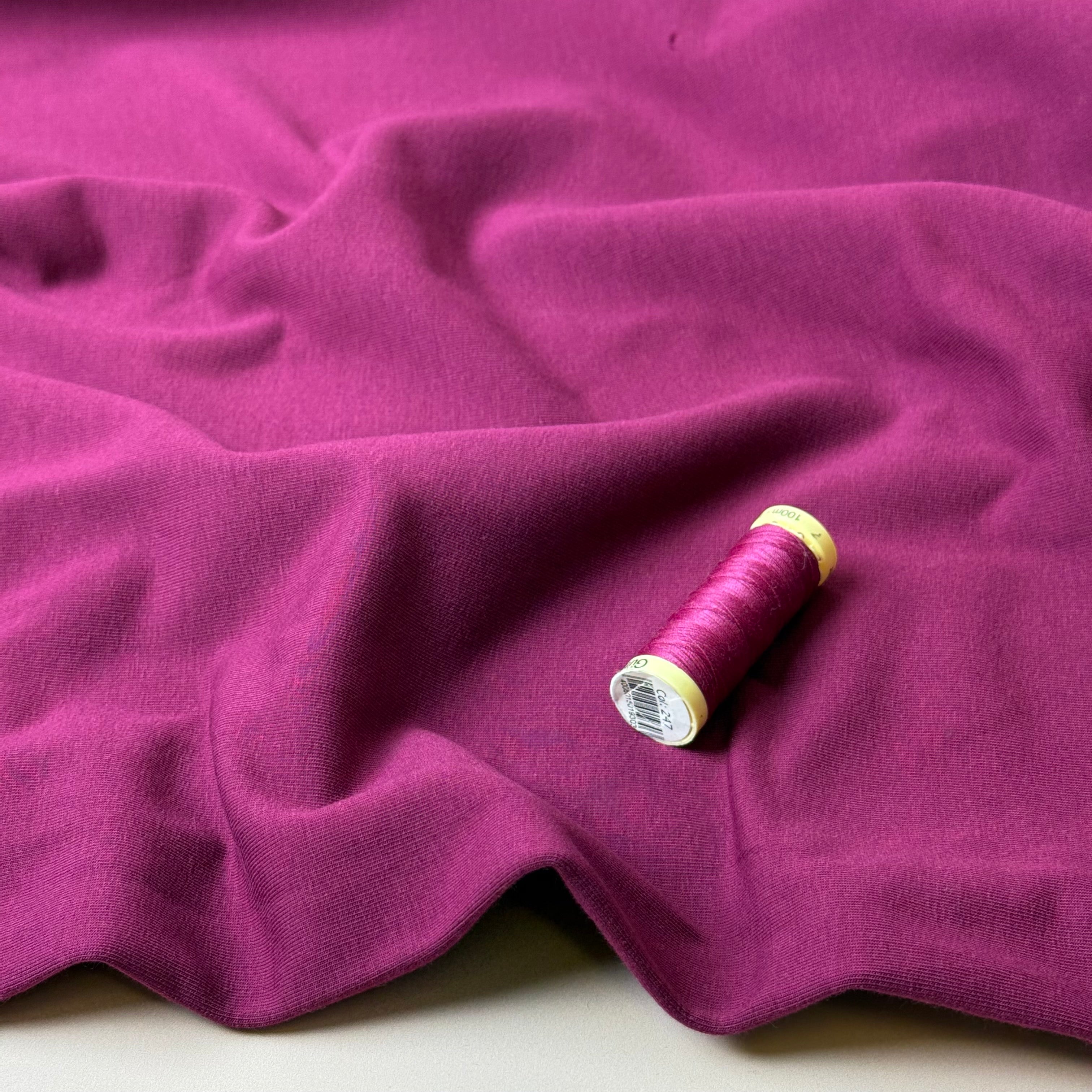 Brushed Cotton Sweat-shirting in Magenta