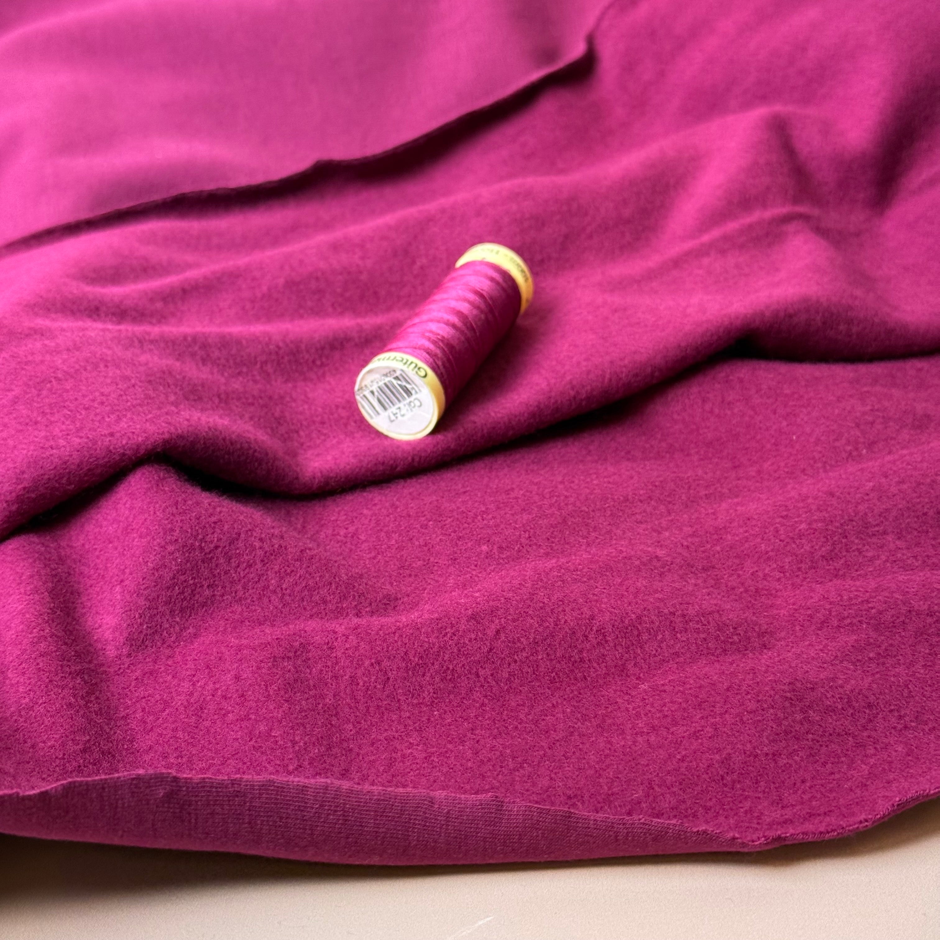 Brushed Cotton Sweat-shirting in Magenta