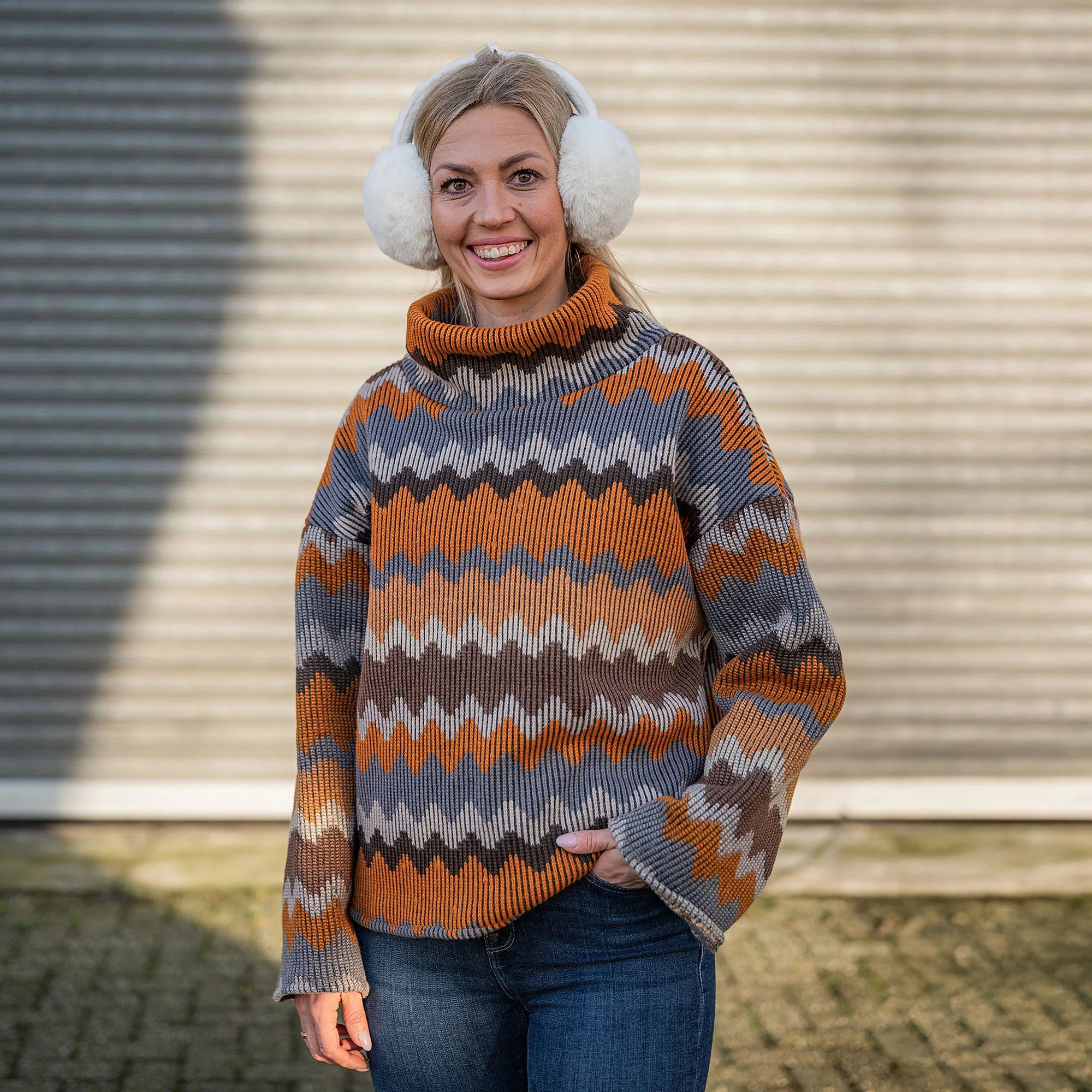 Autumn Zigzags Wool Blend Knitted Fabric