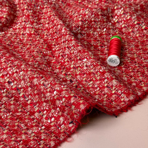 Deadstock - Ab Moon Wool Boucle Tweed in Red