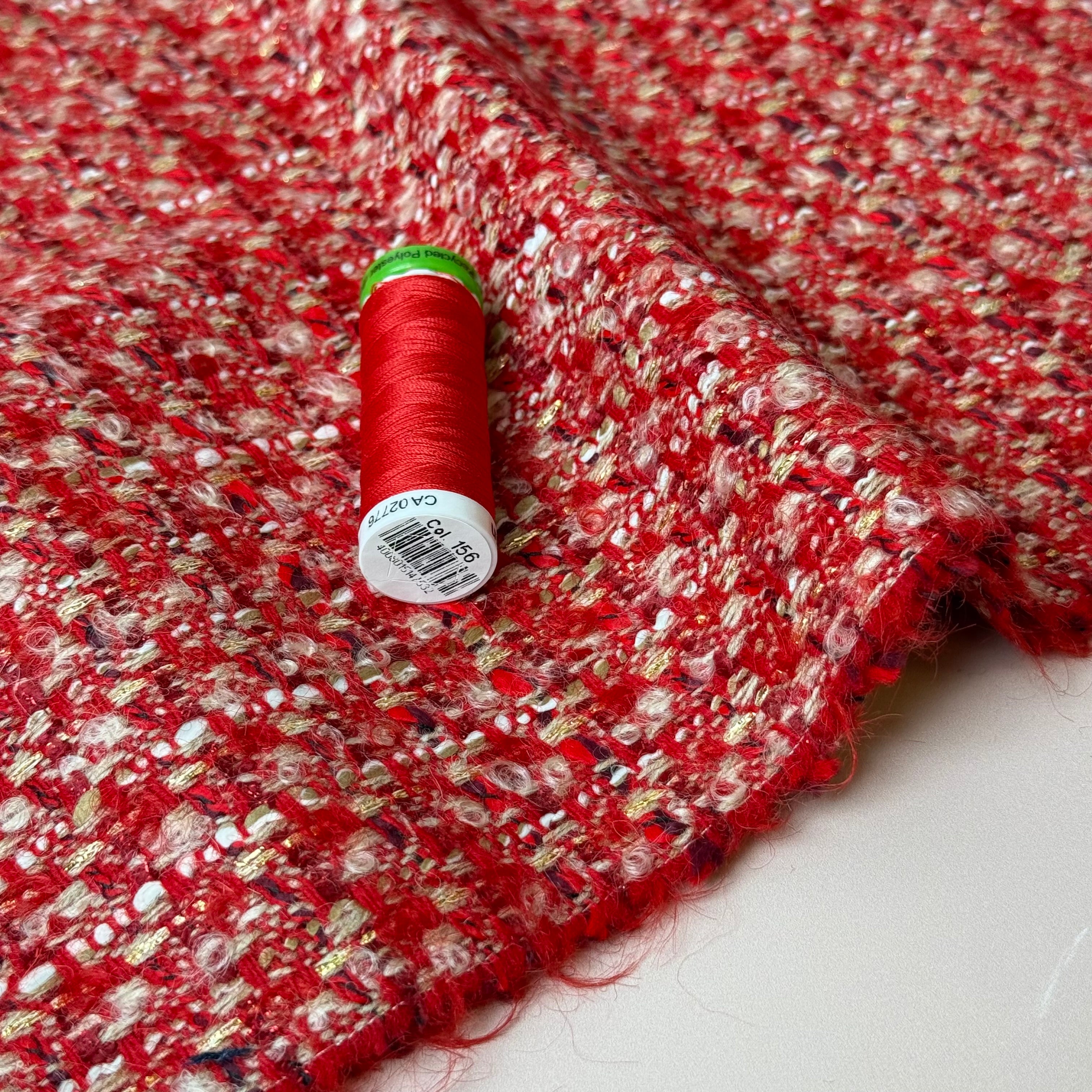 Deadstock - Ab Moon Wool Boucle Tweed in Red