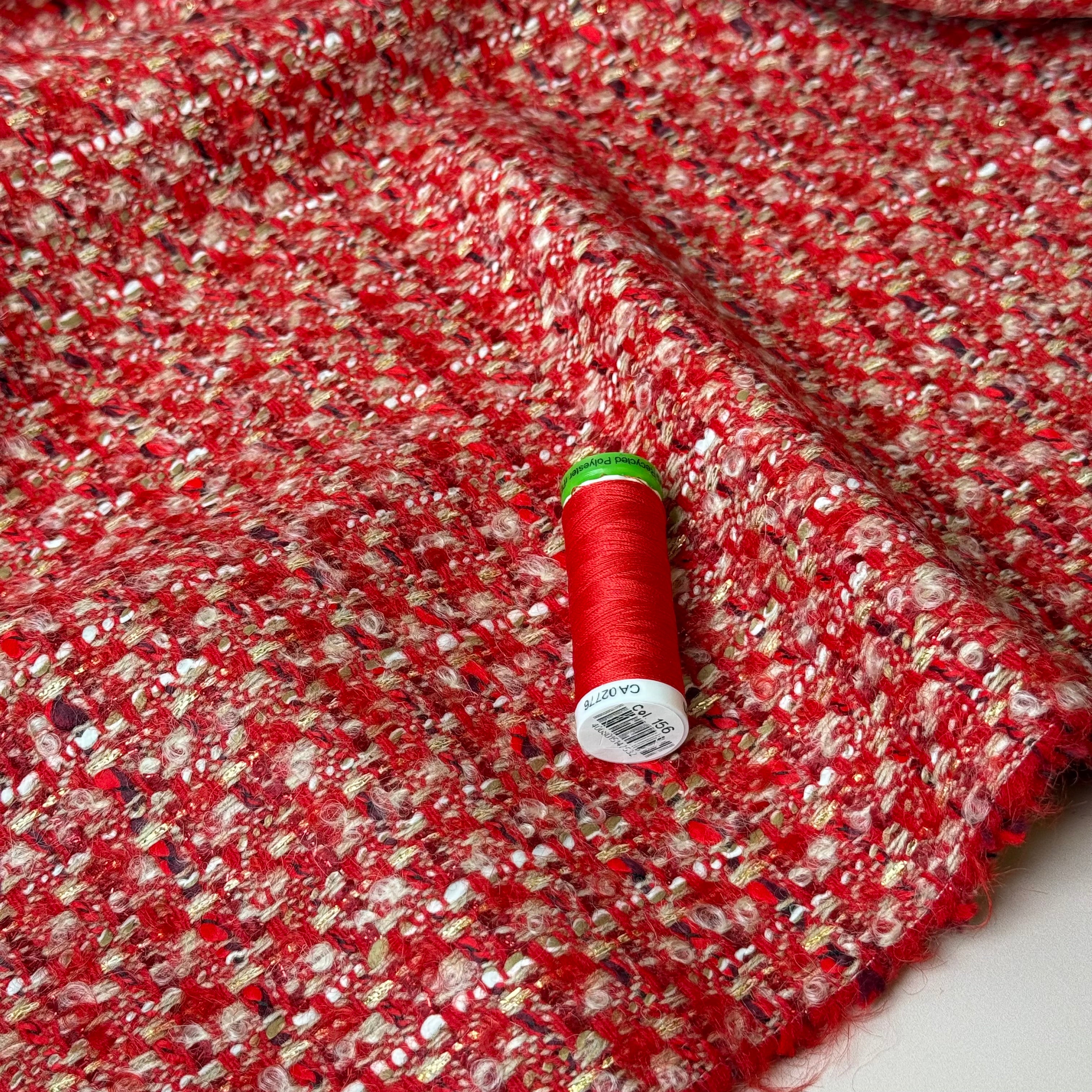 Deadstock - Ab Moon Wool Boucle Tweed in Red