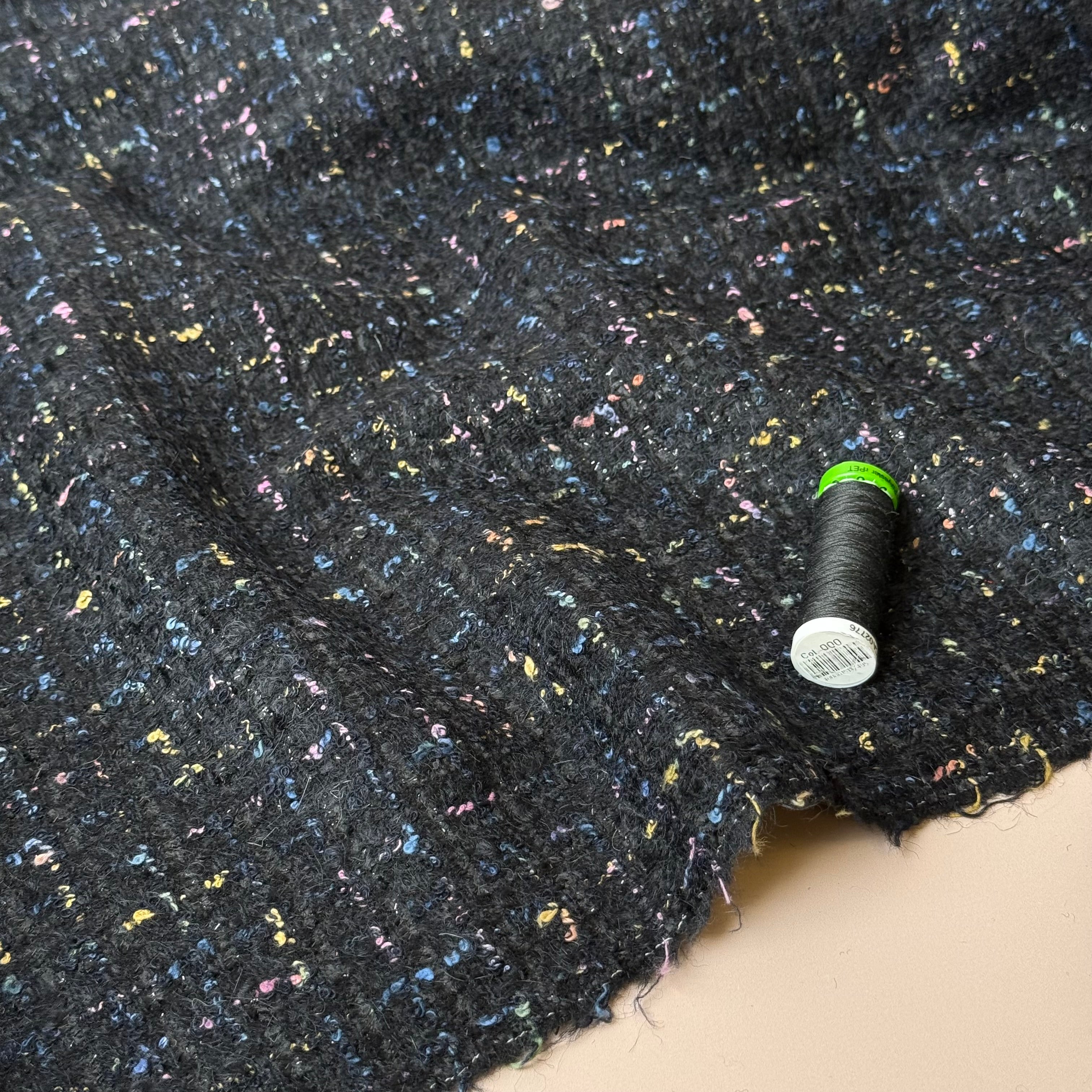 Deadstock - Ab Moon Wool Boucle Tweed in Black