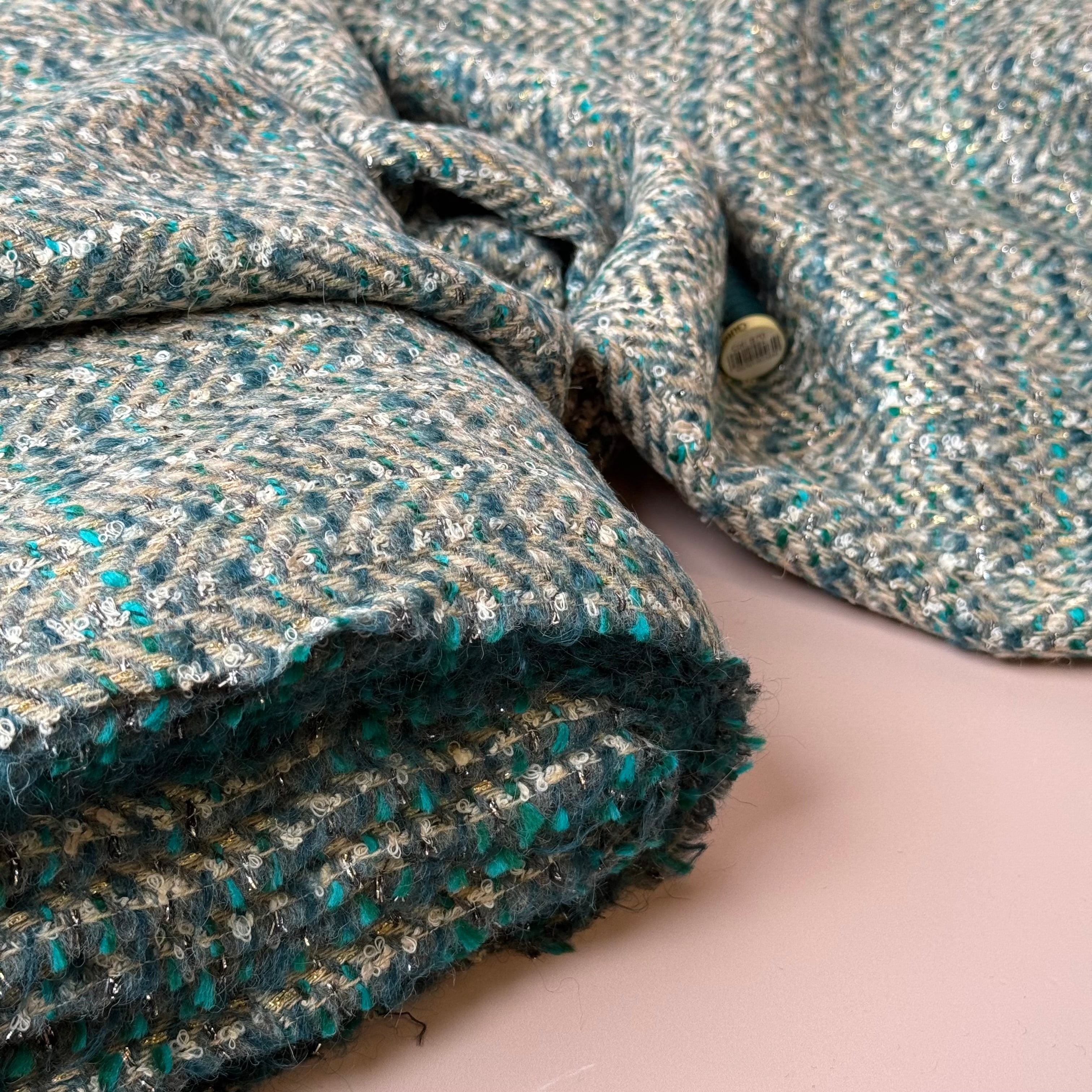 Deadstock - Ab Moon Wool Boucle Tweed in Teal