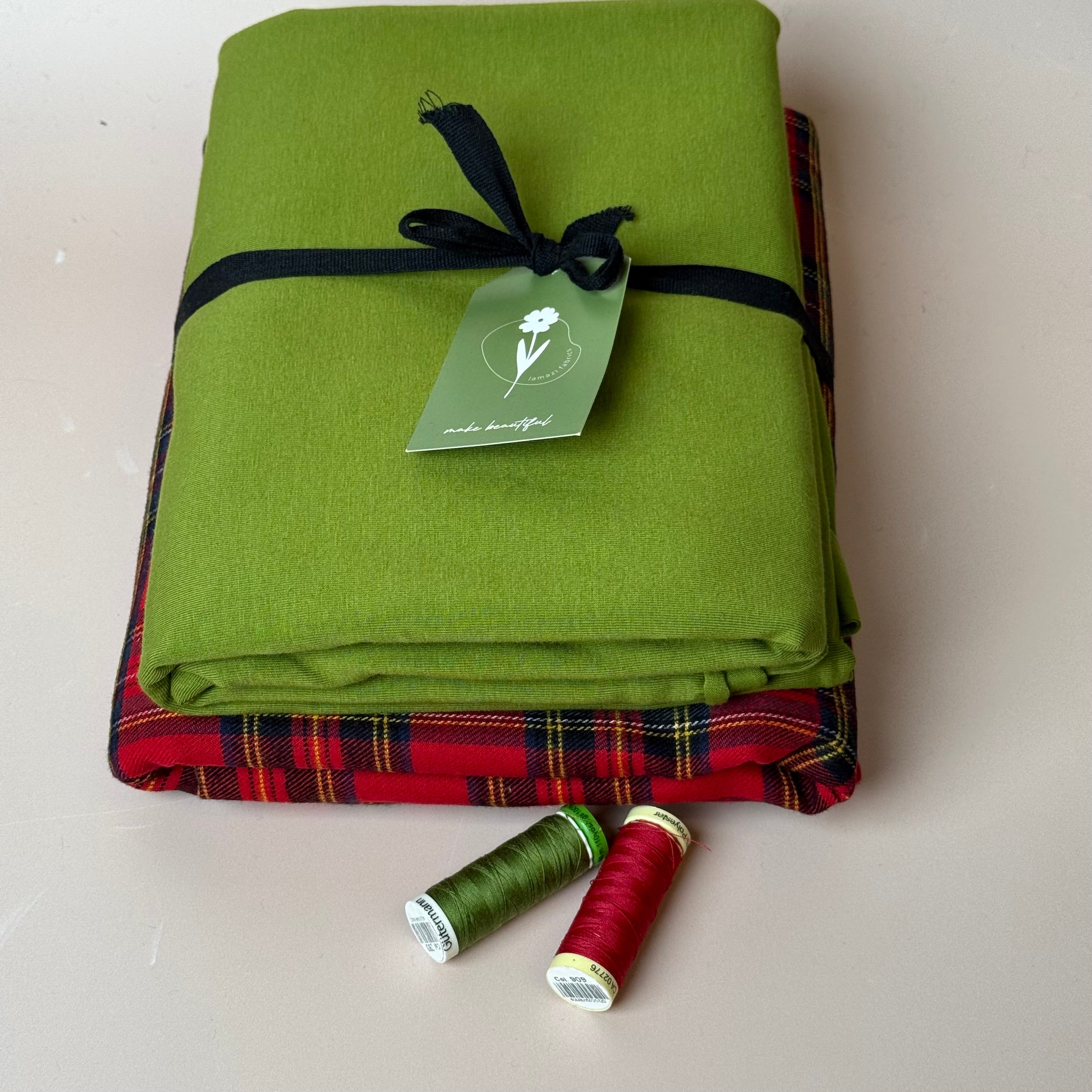 Limited Edition - Luxury Pyjama Kit with Red & Green Flannel and Jersey