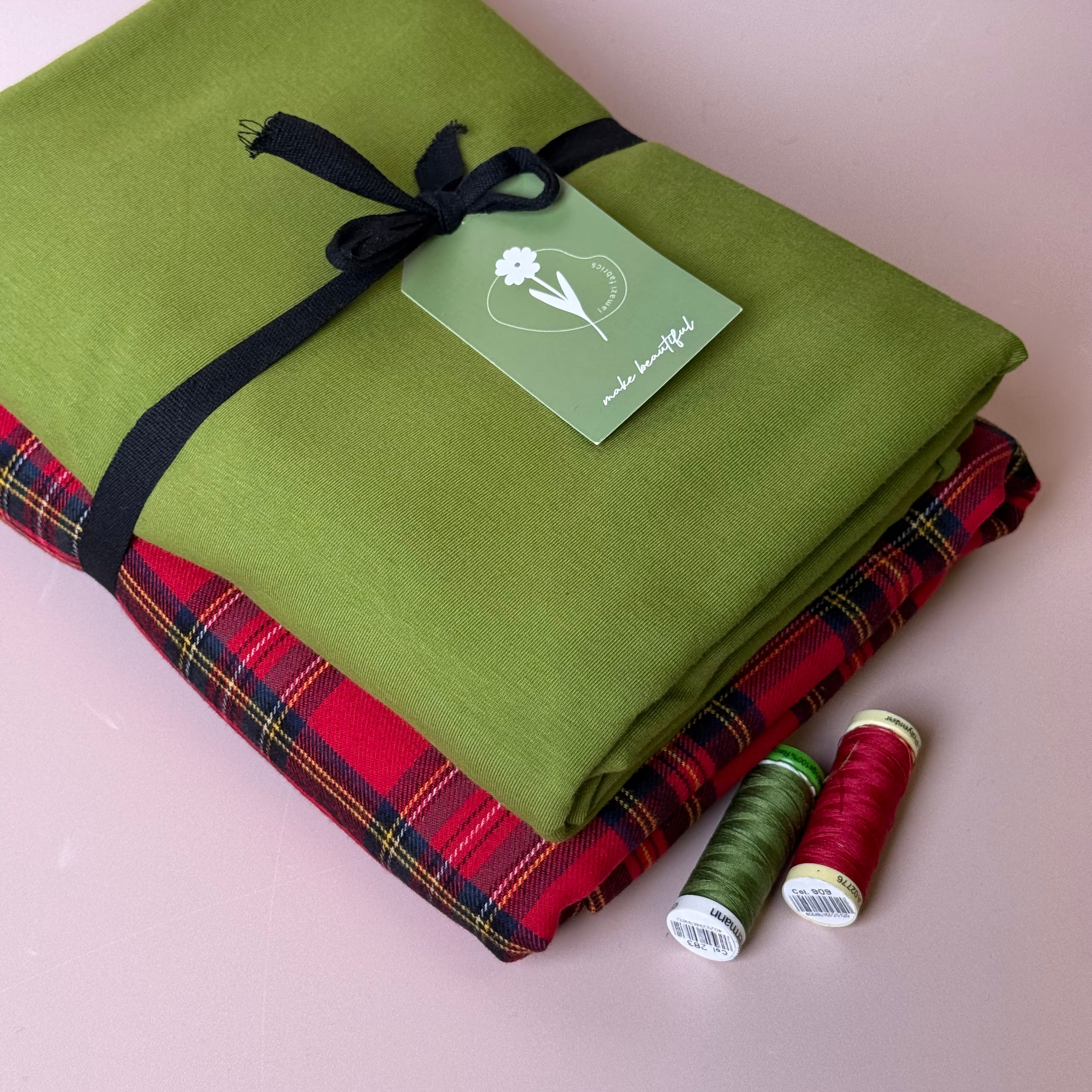 Limited Edition - Luxury Pyjama Kit with Red & Green Flannel and Jersey