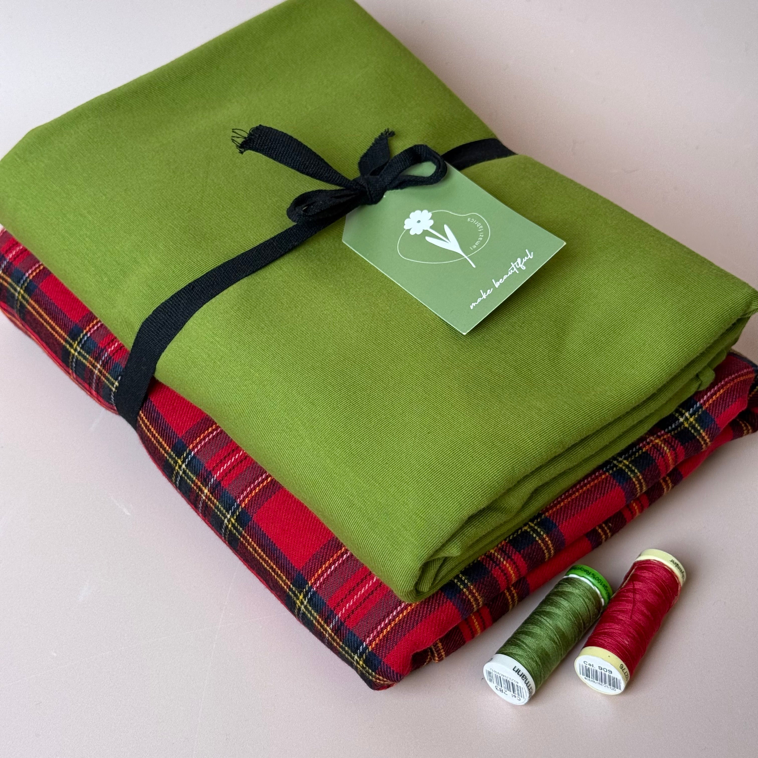 Limited Edition - Luxury Pyjama Kit with Red & Green Flannel and Jersey