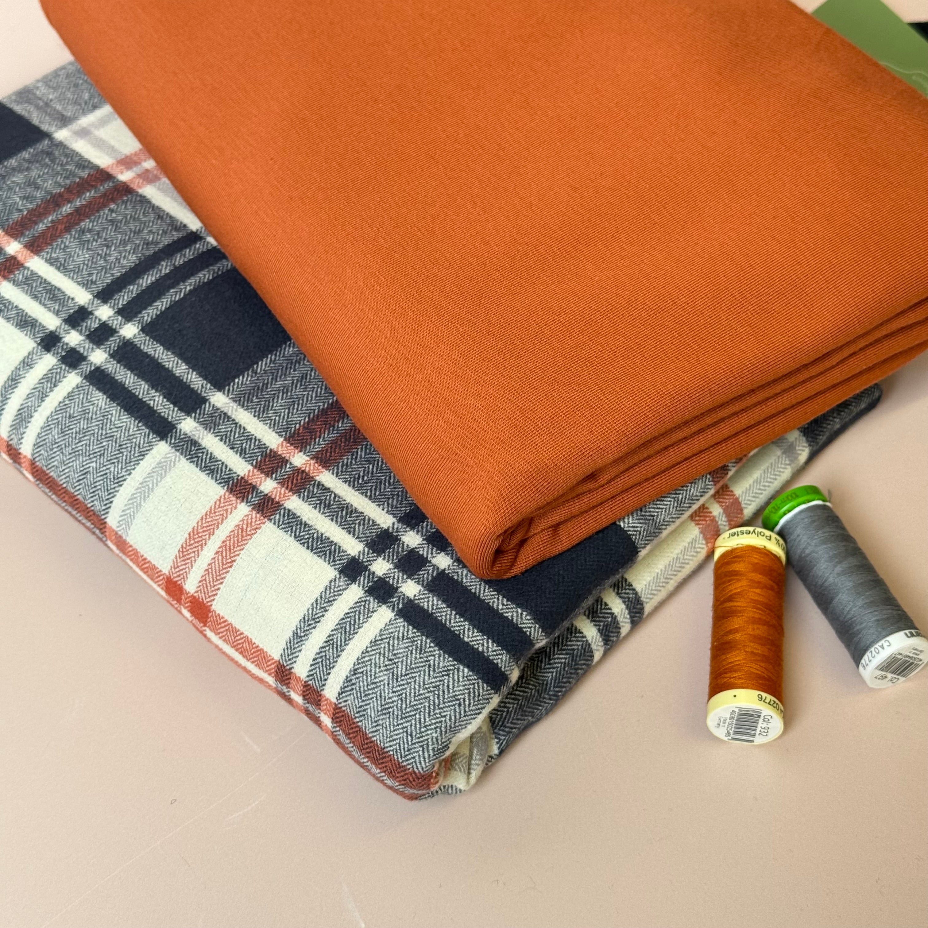 Limited Edition - Luxury Pyjama Kit with Grey & Autumn Spice Flannel and Jersey