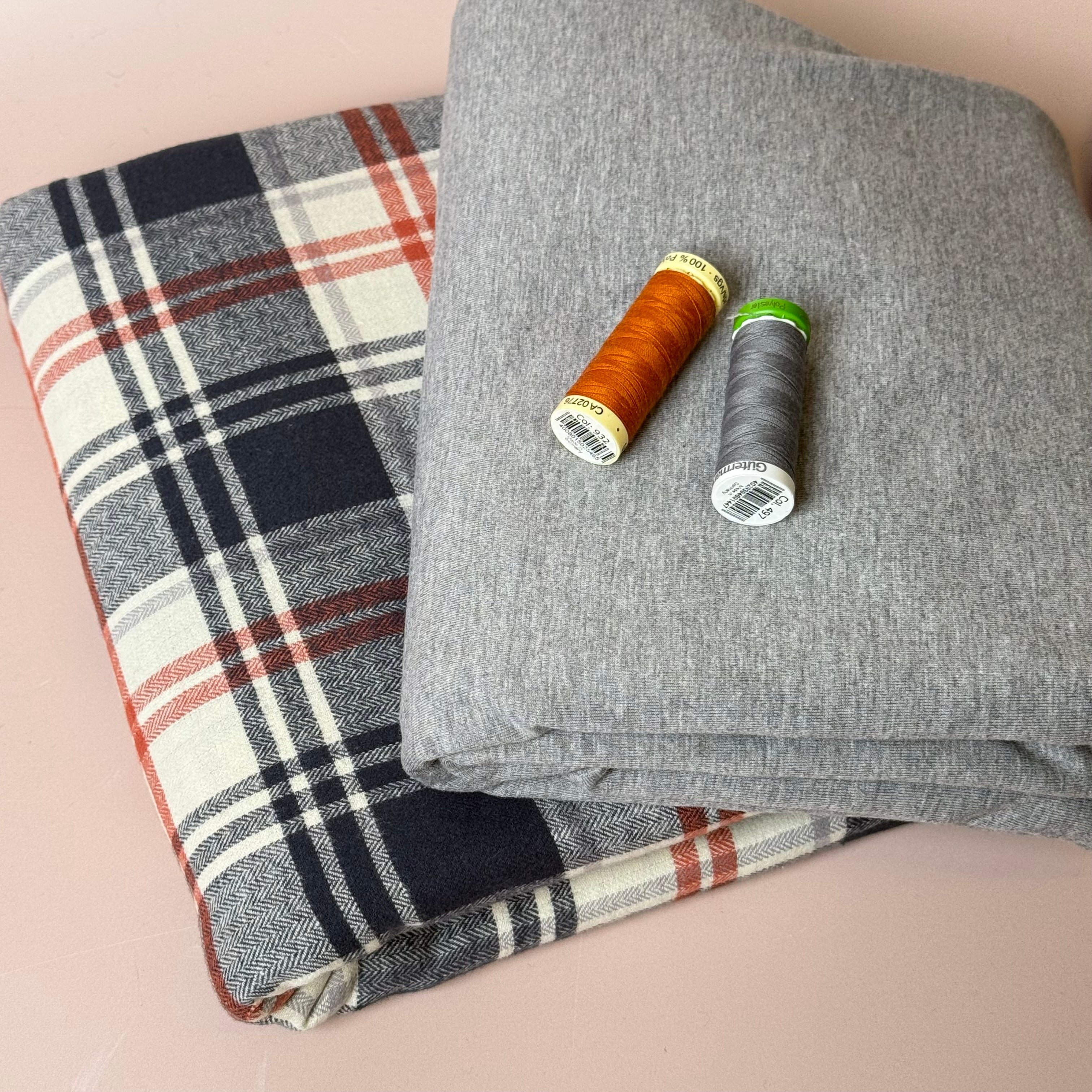 Limited Edition - Luxury Pyjama Kit with Grey & Autumn Spice Flannel and Jersey