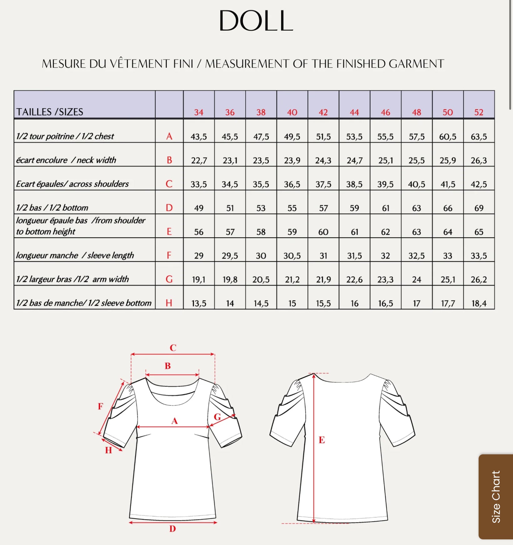 Maison Fauve - DOLL Blouse Paper Sewing Pattern