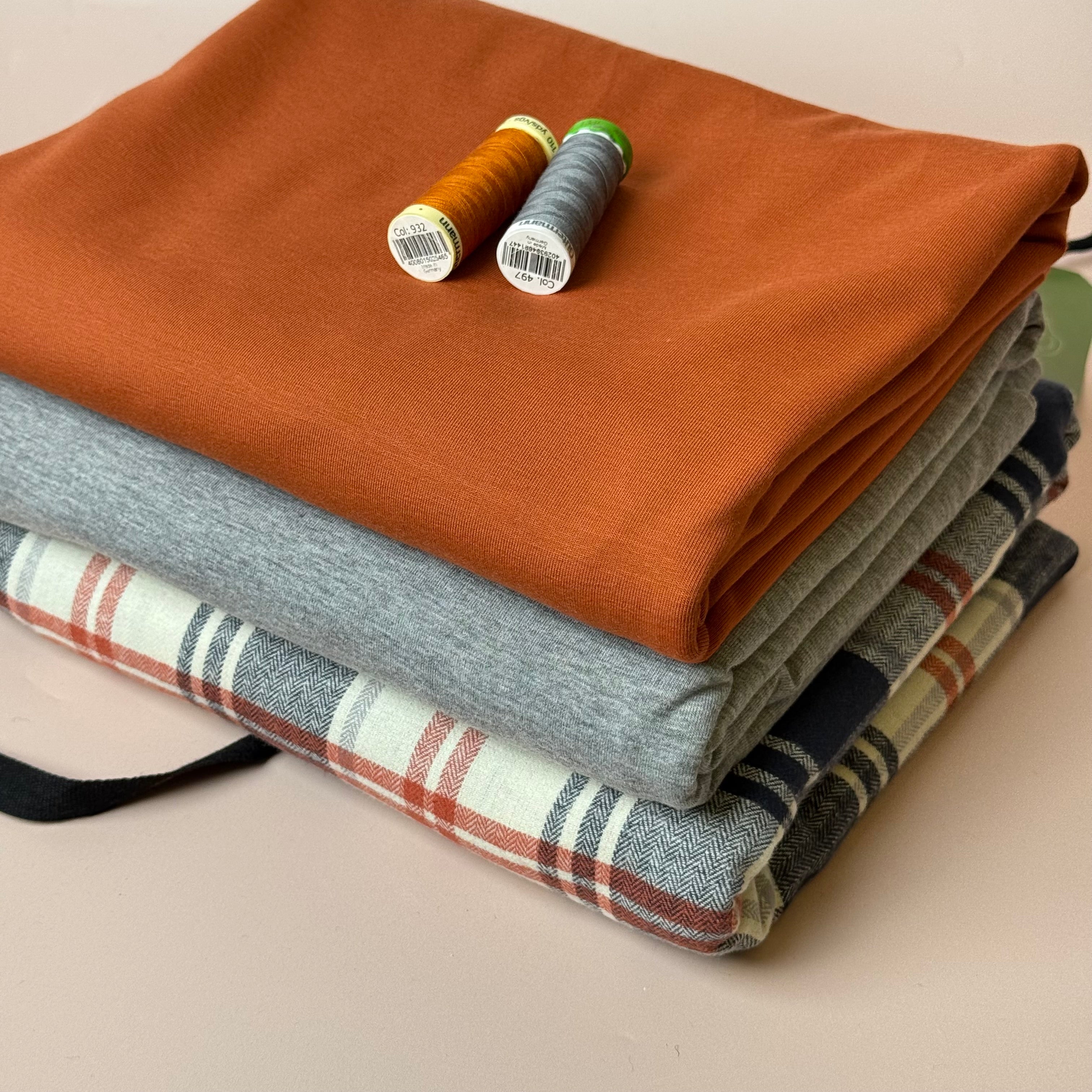 Limited Edition - Luxury Pyjama Kit with Grey & Autumn Spice Flannel and Jersey