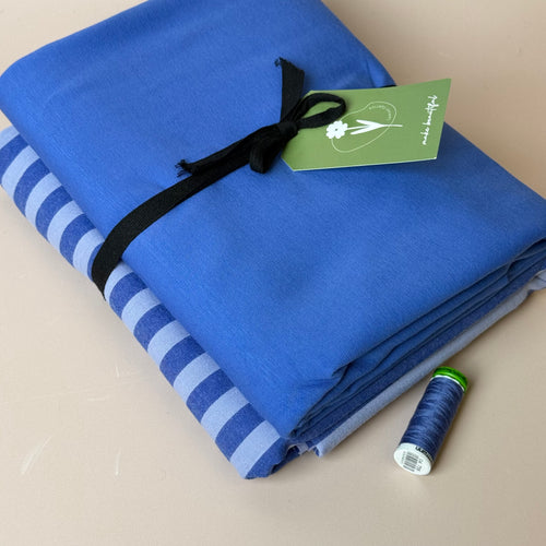 Limited Edition - Luxury Pyjama Kit with Blue Stripe Washed Cotton and Jersey