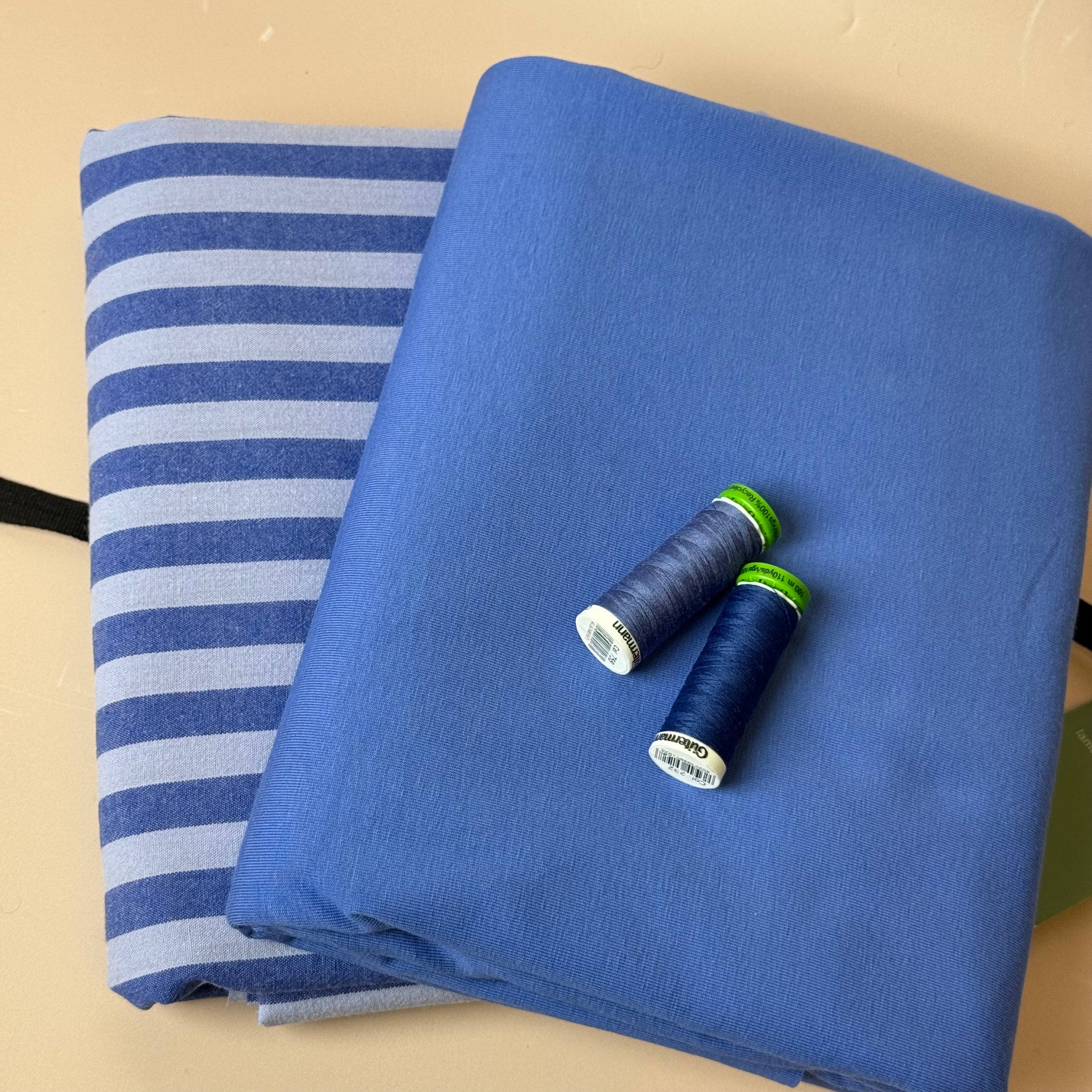 Limited Edition - Luxury Pyjama Kit with Blue Stripe Washed Cotton and Jersey