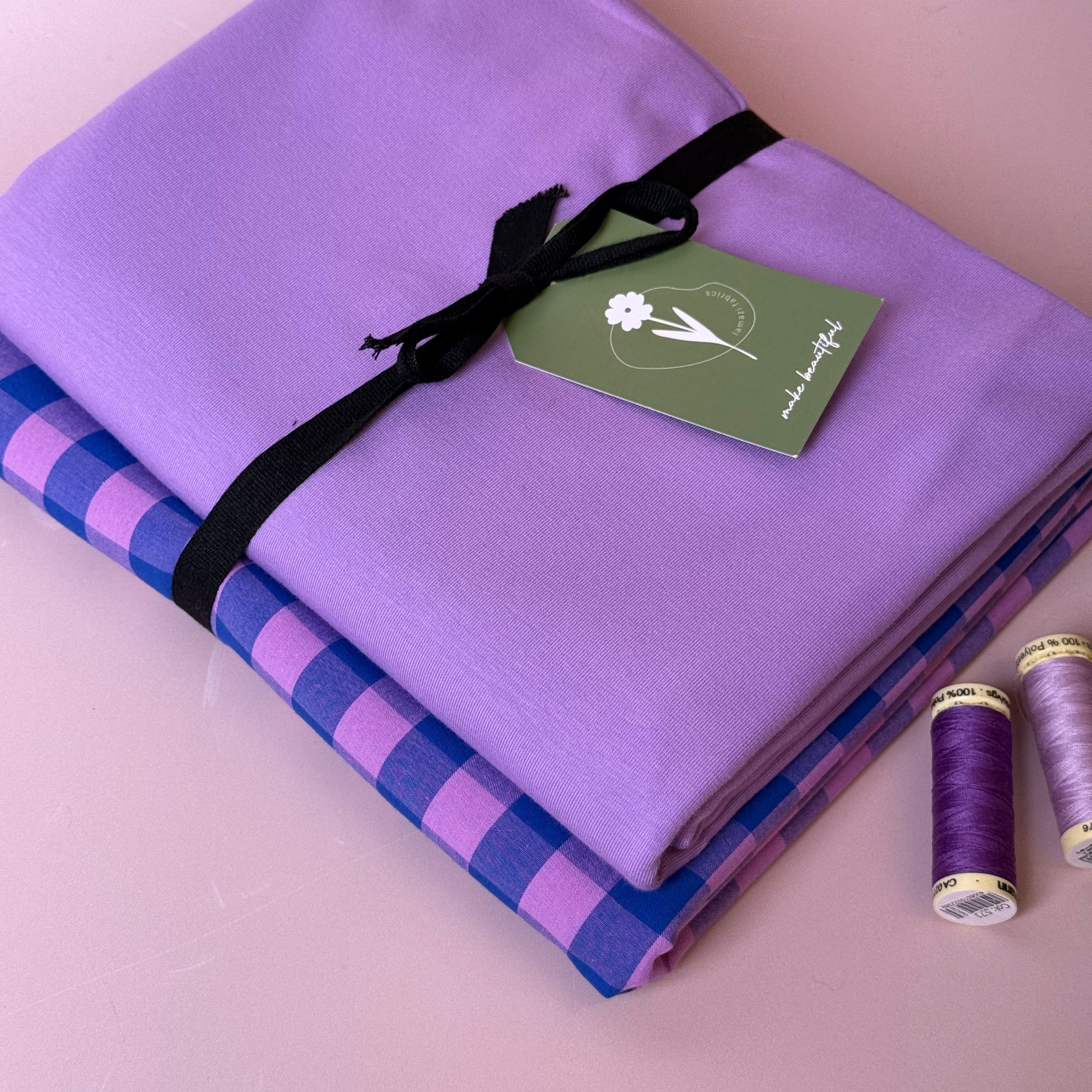 Limited Edition - Luxury Pyjama Kit with Purple & Pink check Cotton and Jersey