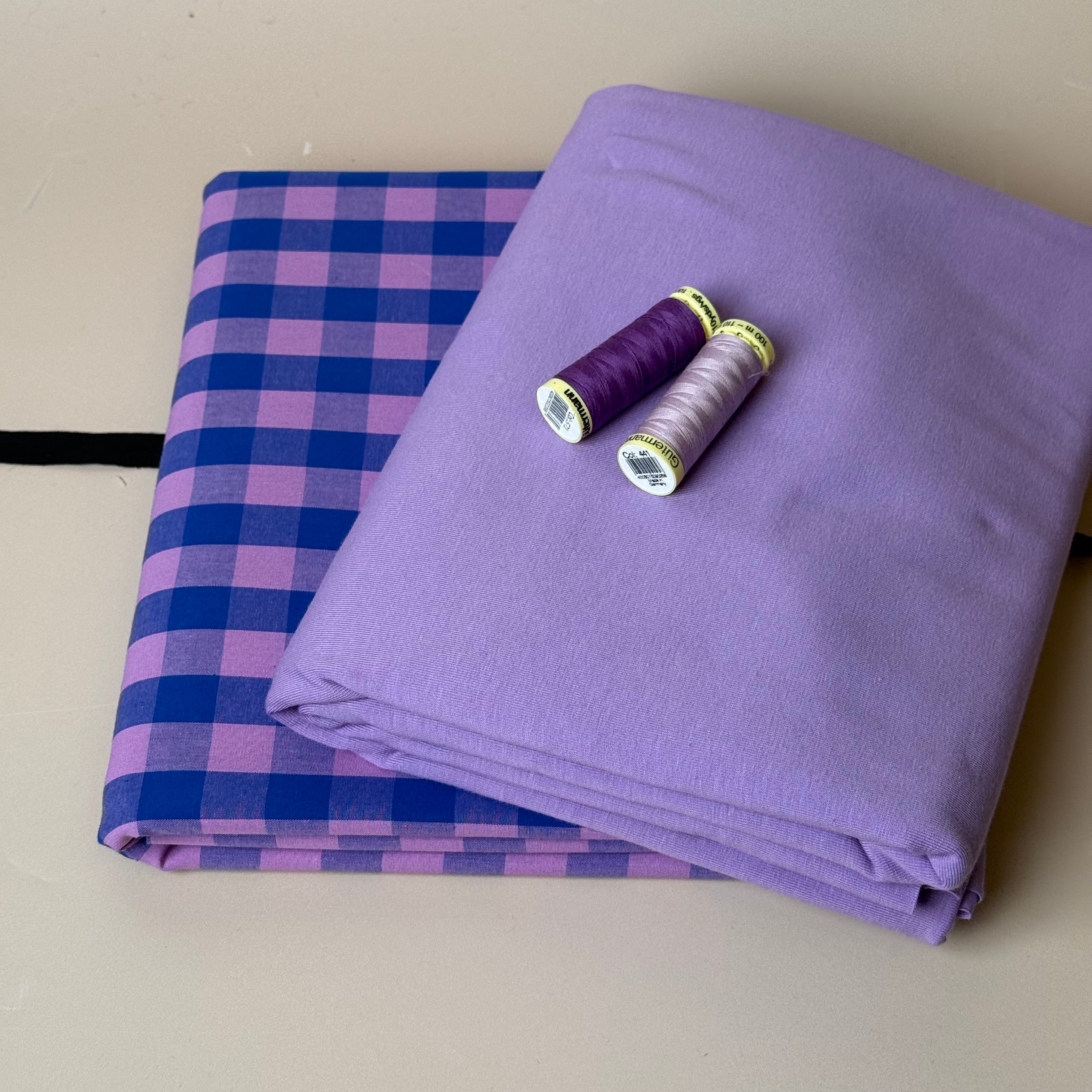 Limited Edition - Luxury Pyjama Kit with Purple & Pink check Cotton and Jersey