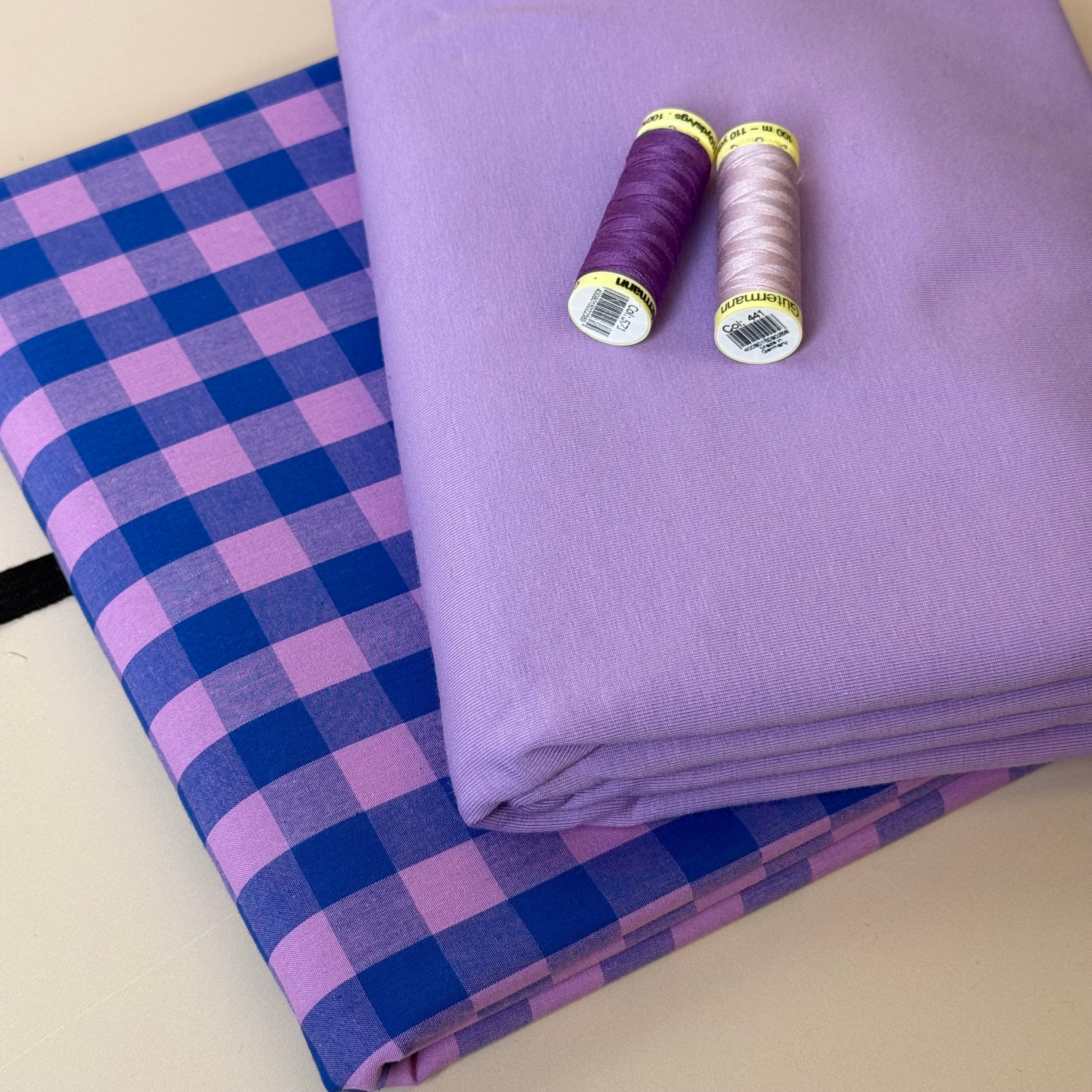 Limited Edition - Luxury Pyjama Kit with Purple & Pink check Cotton and Jersey