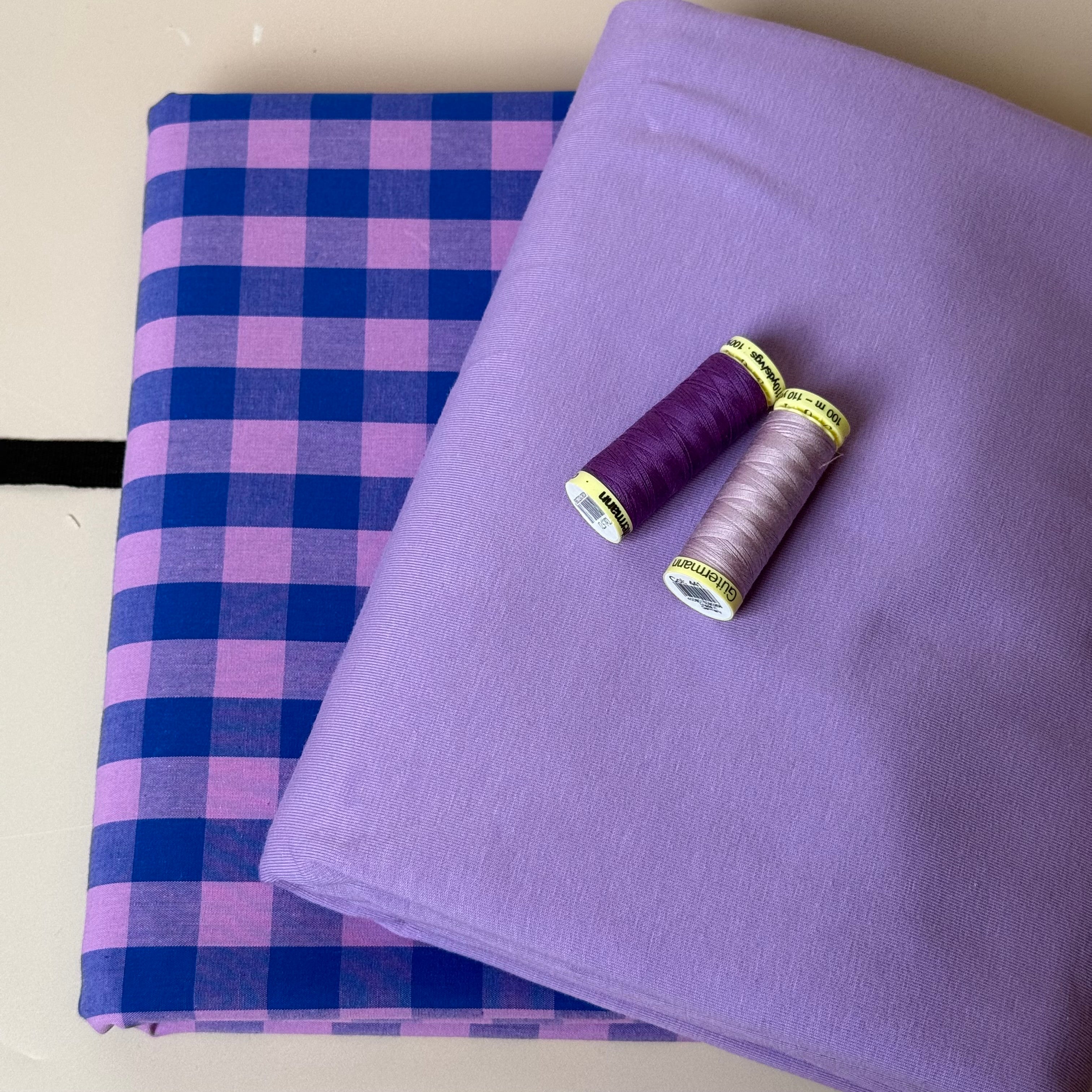 Limited Edition - Luxury Pyjama Kit with Purple & Pink check Cotton and Jersey
