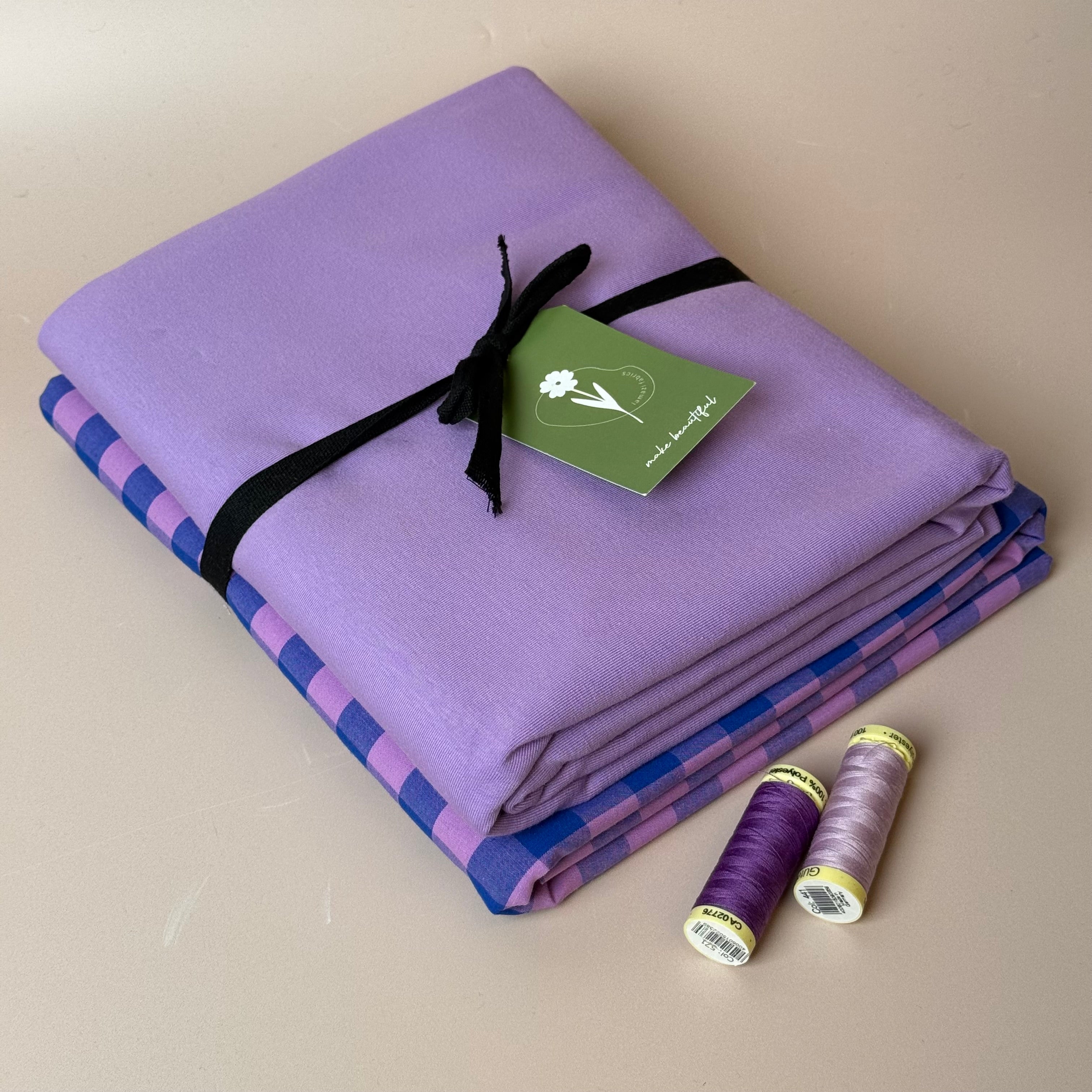 Limited Edition - Luxury Pyjama Kit with Purple & Pink check Cotton and Jersey