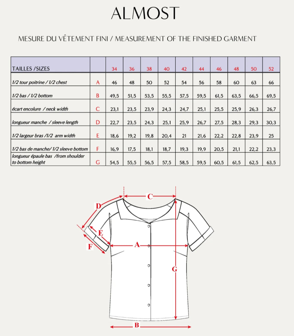 Maison Fauve - ALMOST Shirt Paper Sewing Pattern