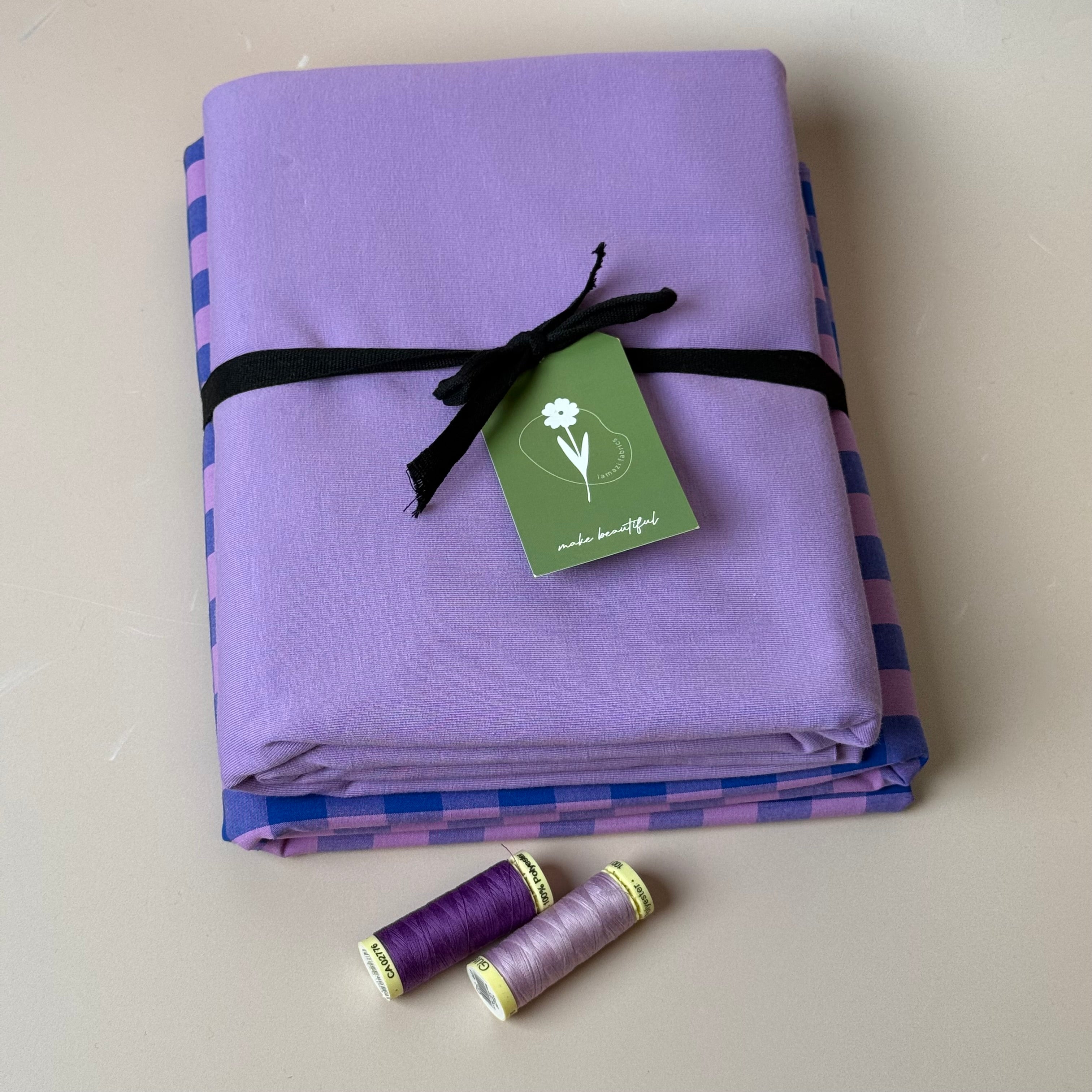 Limited Edition - Luxury Pyjama Kit with Purple & Pink check Cotton and Jersey