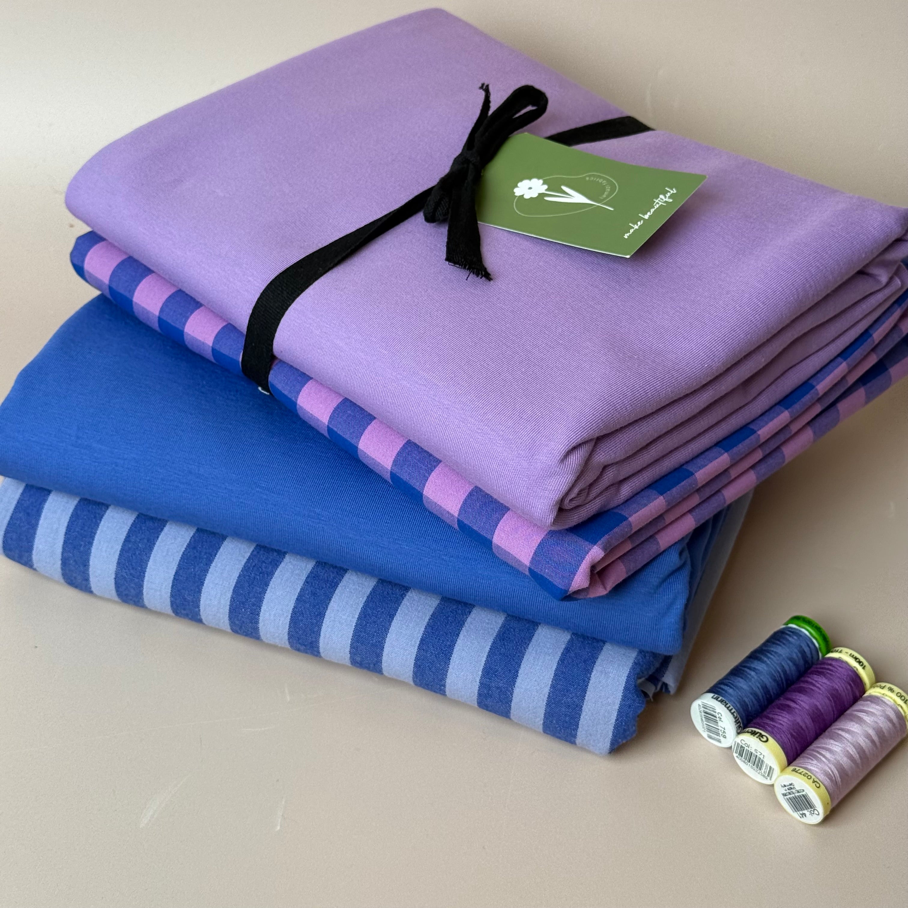 Limited Edition - Luxury Pyjama Kit with Purple & Pink check Cotton and Jersey