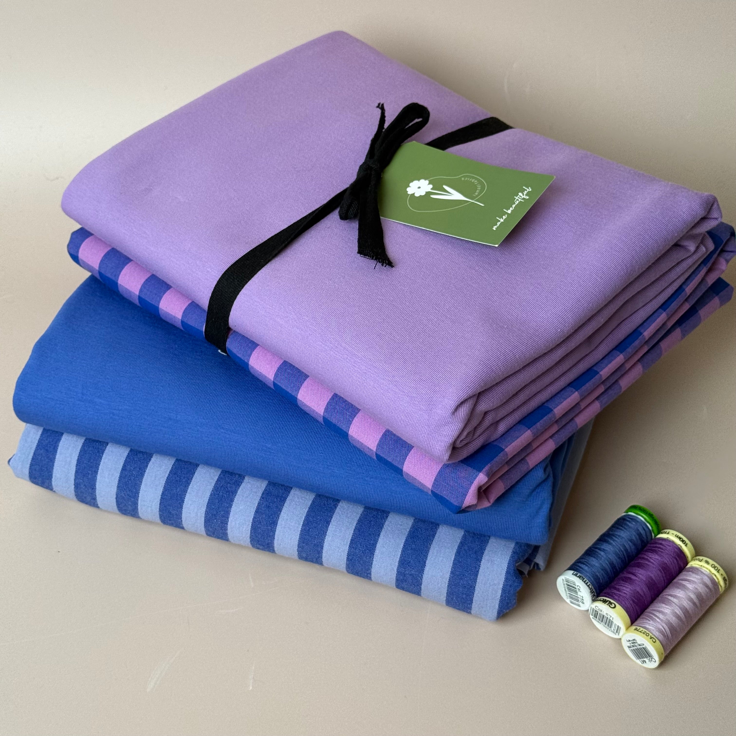 Limited Edition - Luxury Pyjama Kit with Purple & Pink check Cotton and Jersey