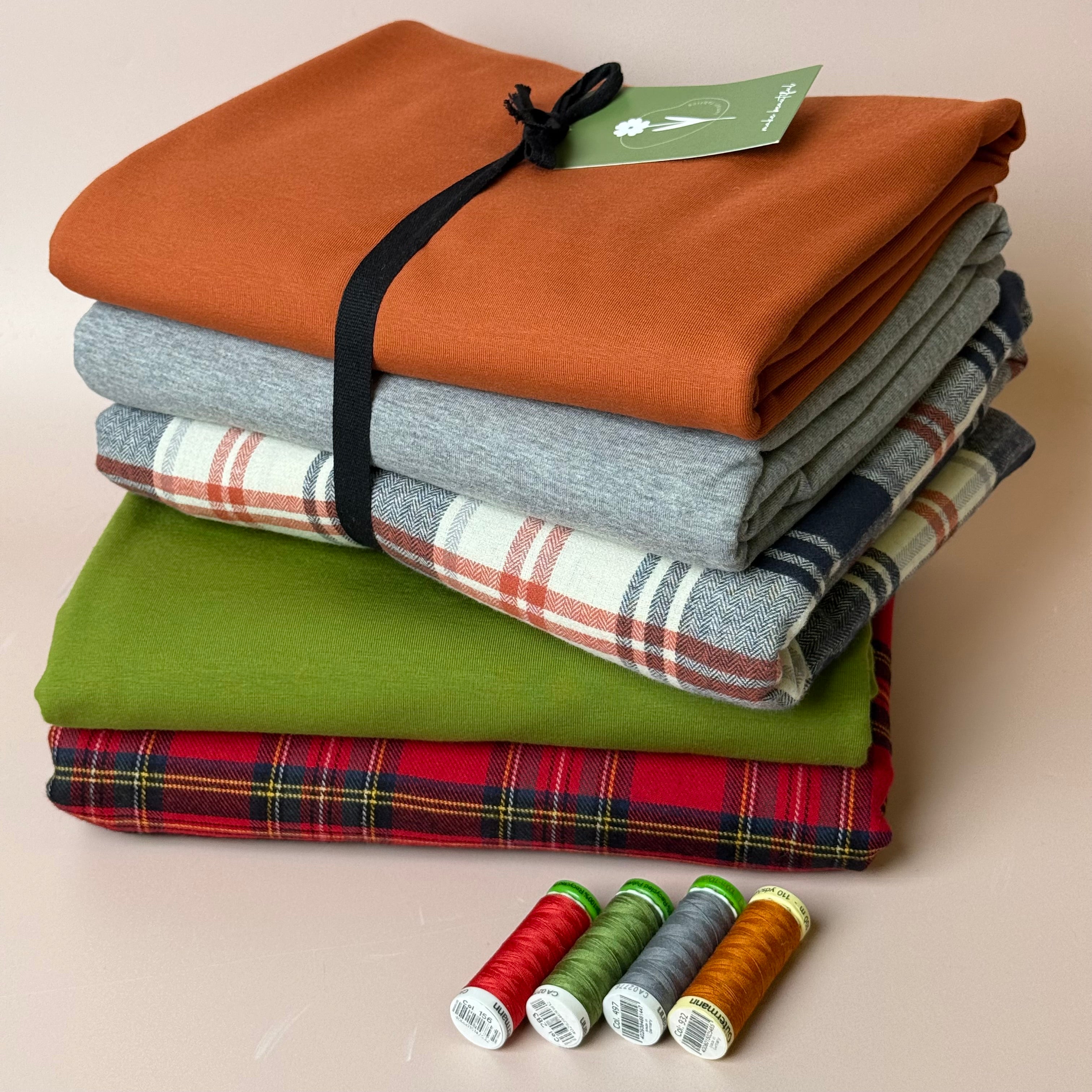 Limited Edition - Luxury Pyjama Kit with Grey & Autumn Spice Flannel and Jersey