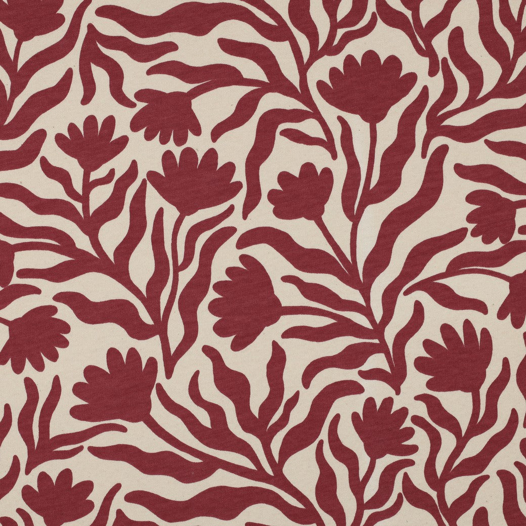 Burgundy Vines Cotton Sweat-shirting Fabric