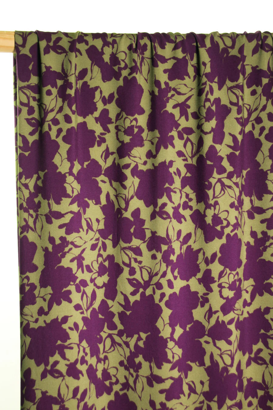 Atelier Jupe - Purple Flowers on Khaki Viscose Fabric