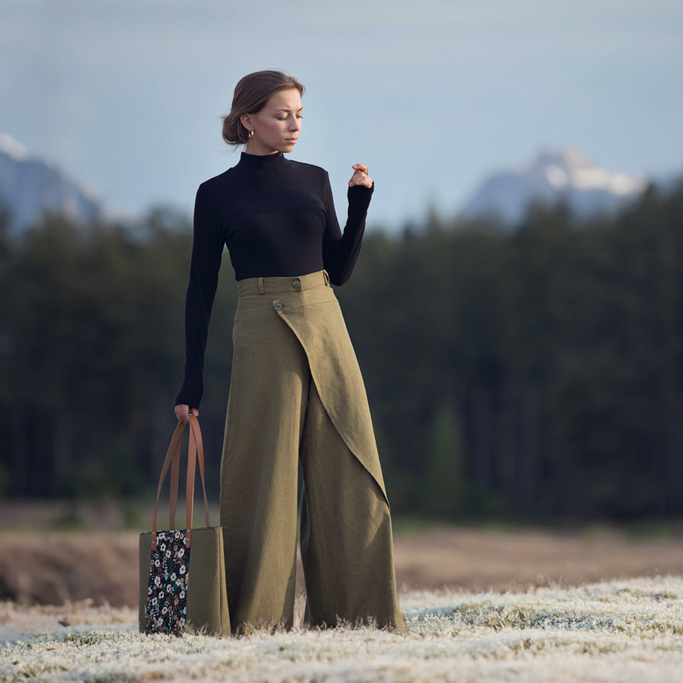 See You At Six - Lizard Green Linen Viscose Fabric