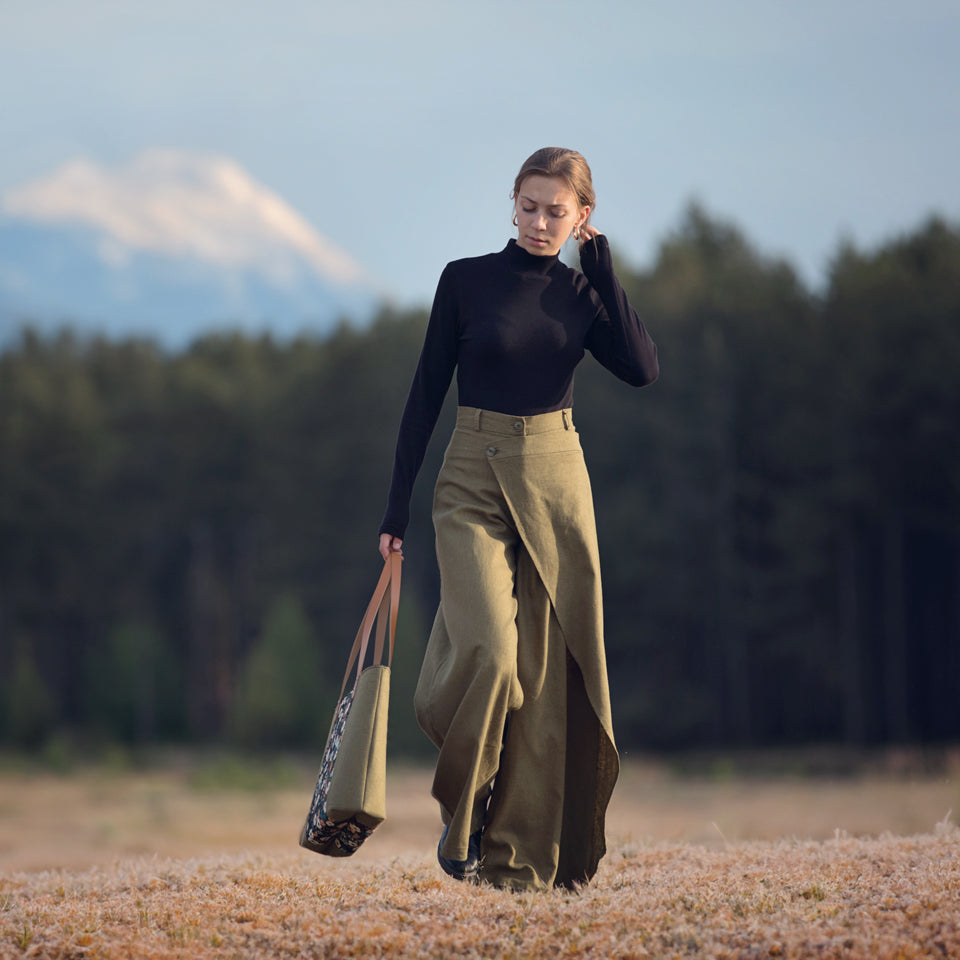 See You At Six - Lizard Green Linen Viscose Fabric