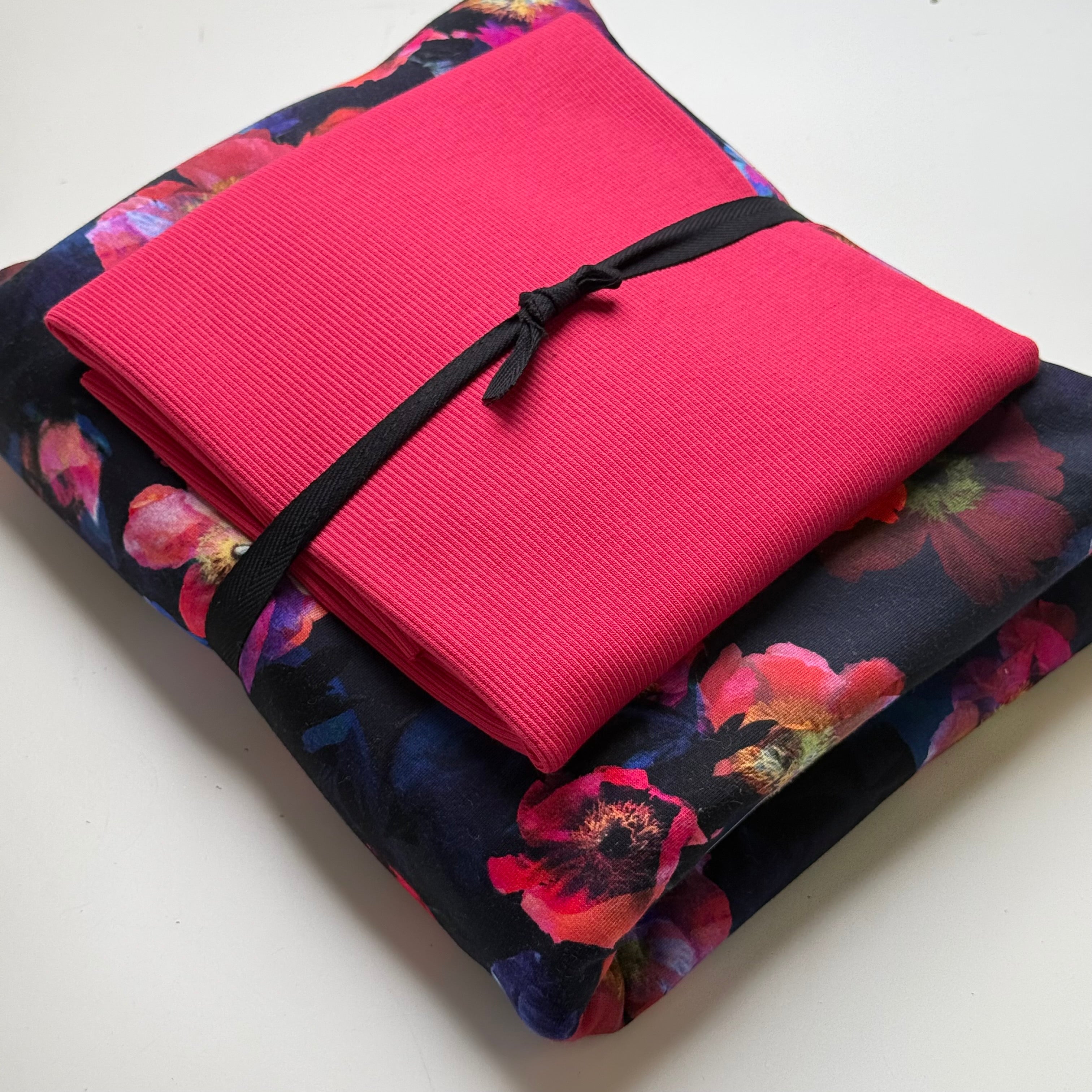 Winter Flowers Dark Navy Cotton Sweat-shirting Fabric