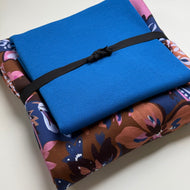 Colour Bundles - Painted Flowers Brown Cotton French Terry & Matching Ribbing