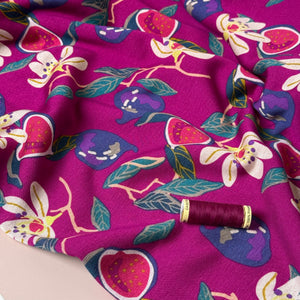 Figs on Pink Polar Fleece Sweatshirting Fabric