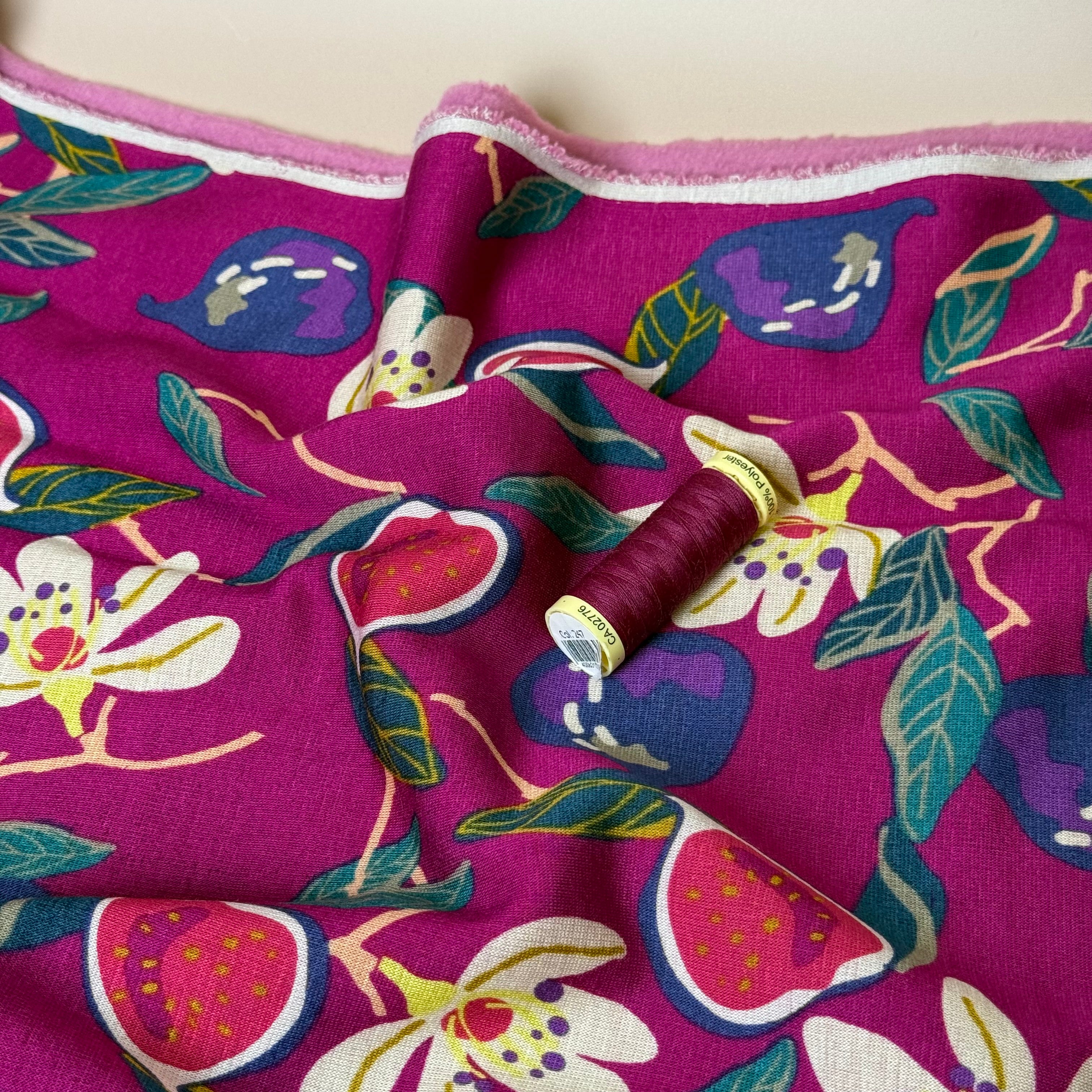 Figs on Pink Polar Fleece Sweatshirting Fabric