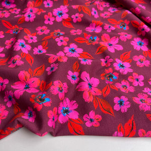 Cerise Blooms Cotton Jersey Fabric